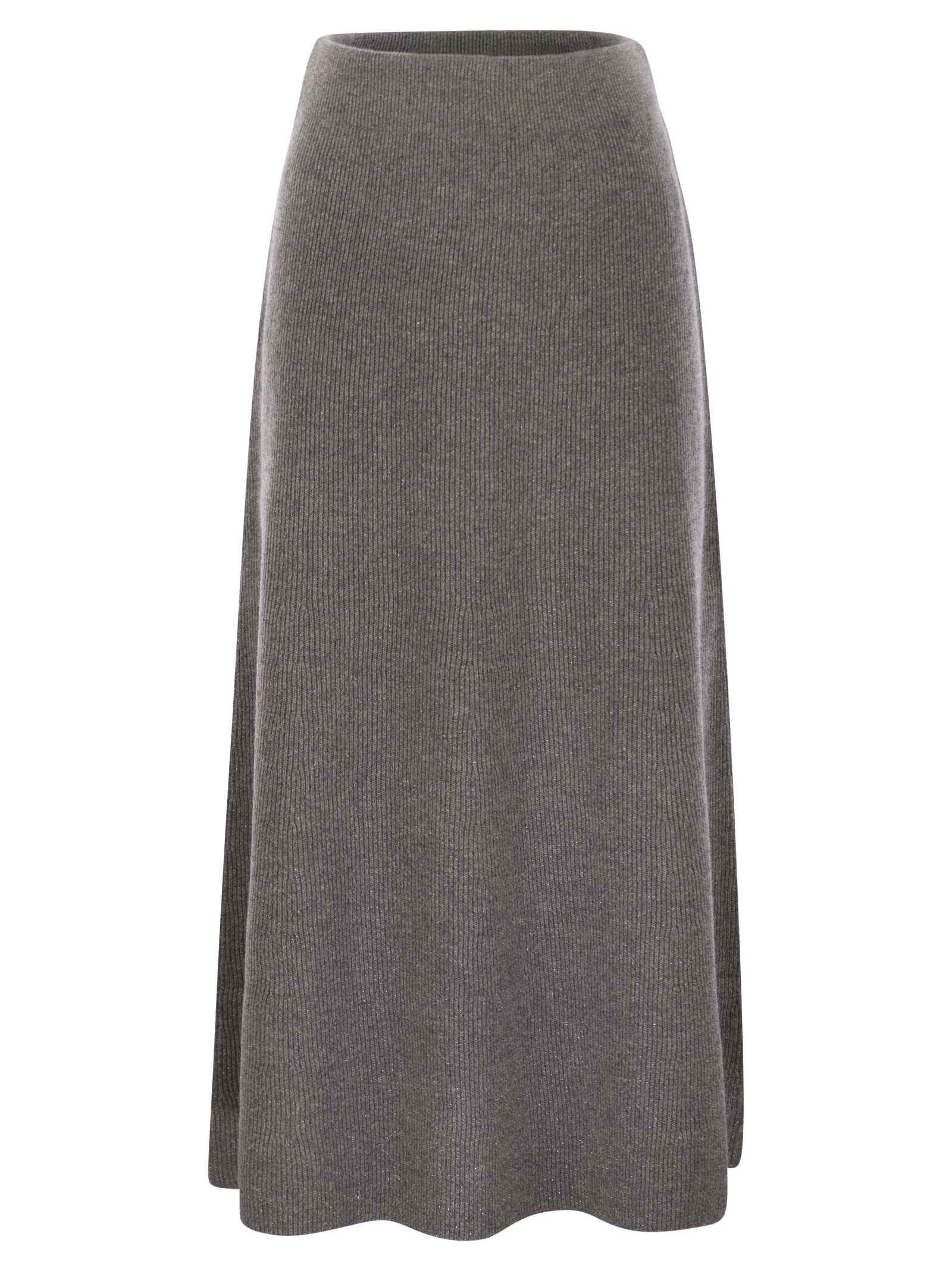 Fabiana Filippi Platinum And Lurex Long Skirt In Gray