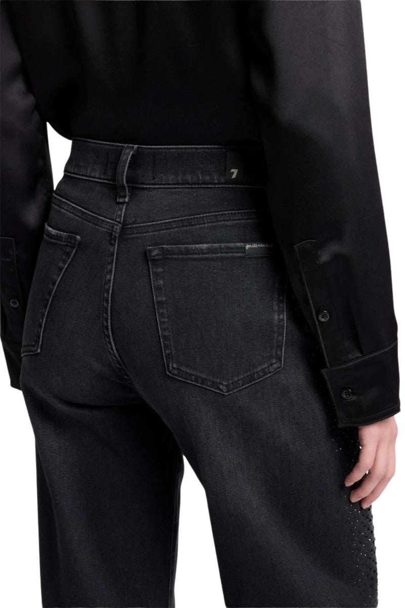 7 For All Mankind Twisted Lotta Bottomline With Crystals In Black
