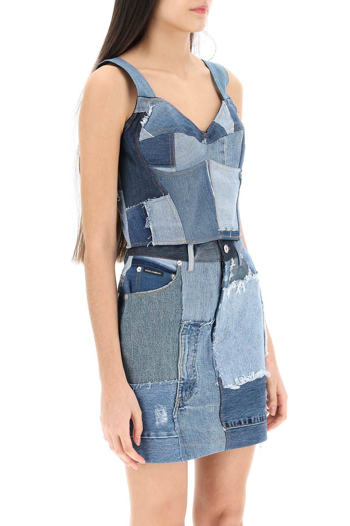 Dolce & Gabbana Denim Cropped Top In Blue