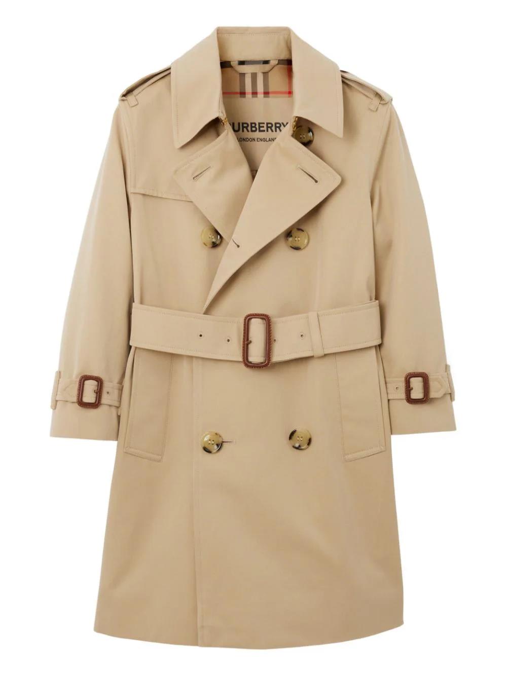 Shop Burberry Trench Mayfair Beige In Cotone Bambino
