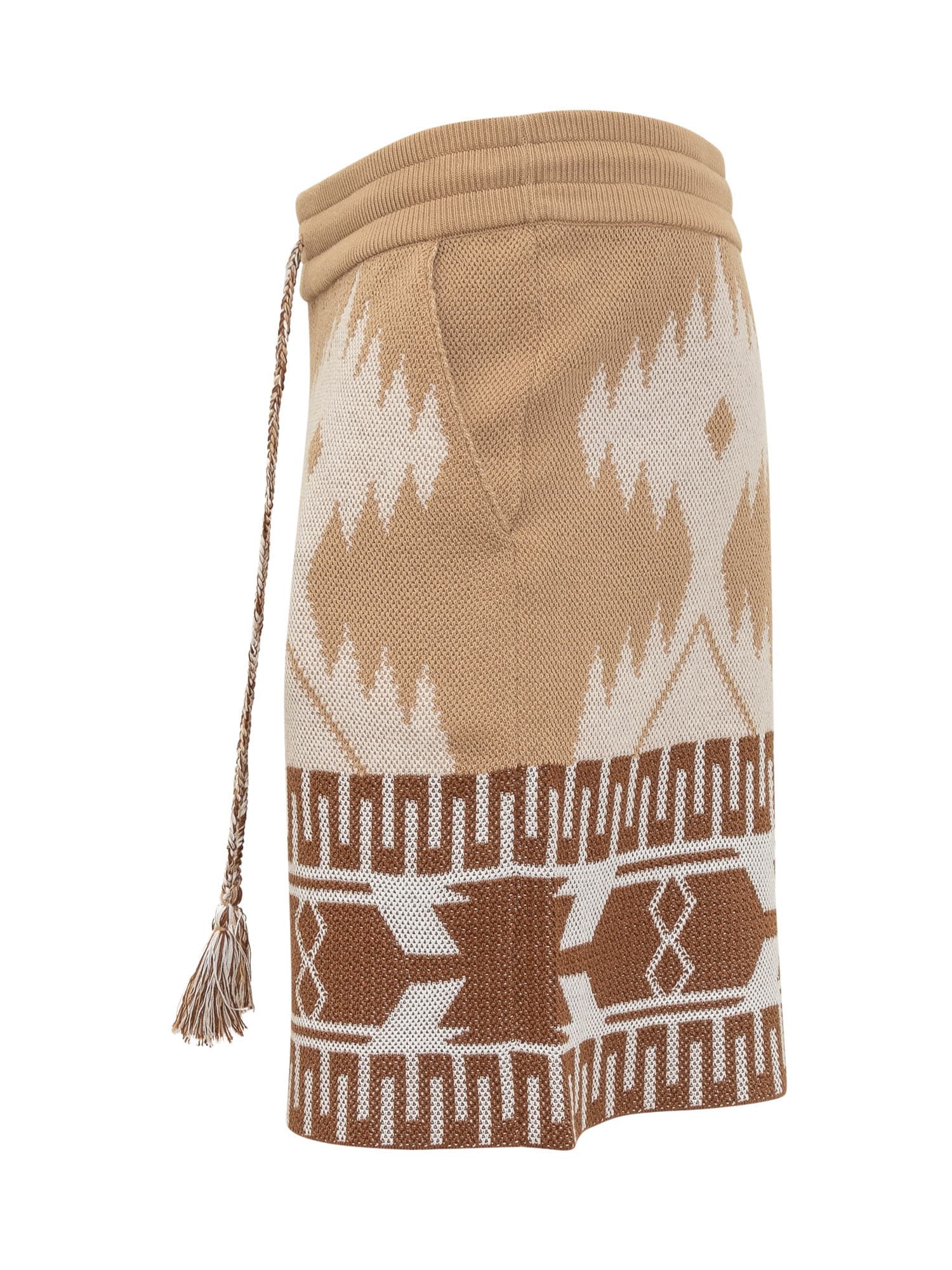 Shop Alanui Bermuda With Icon Piquet Motif In Beige Brown