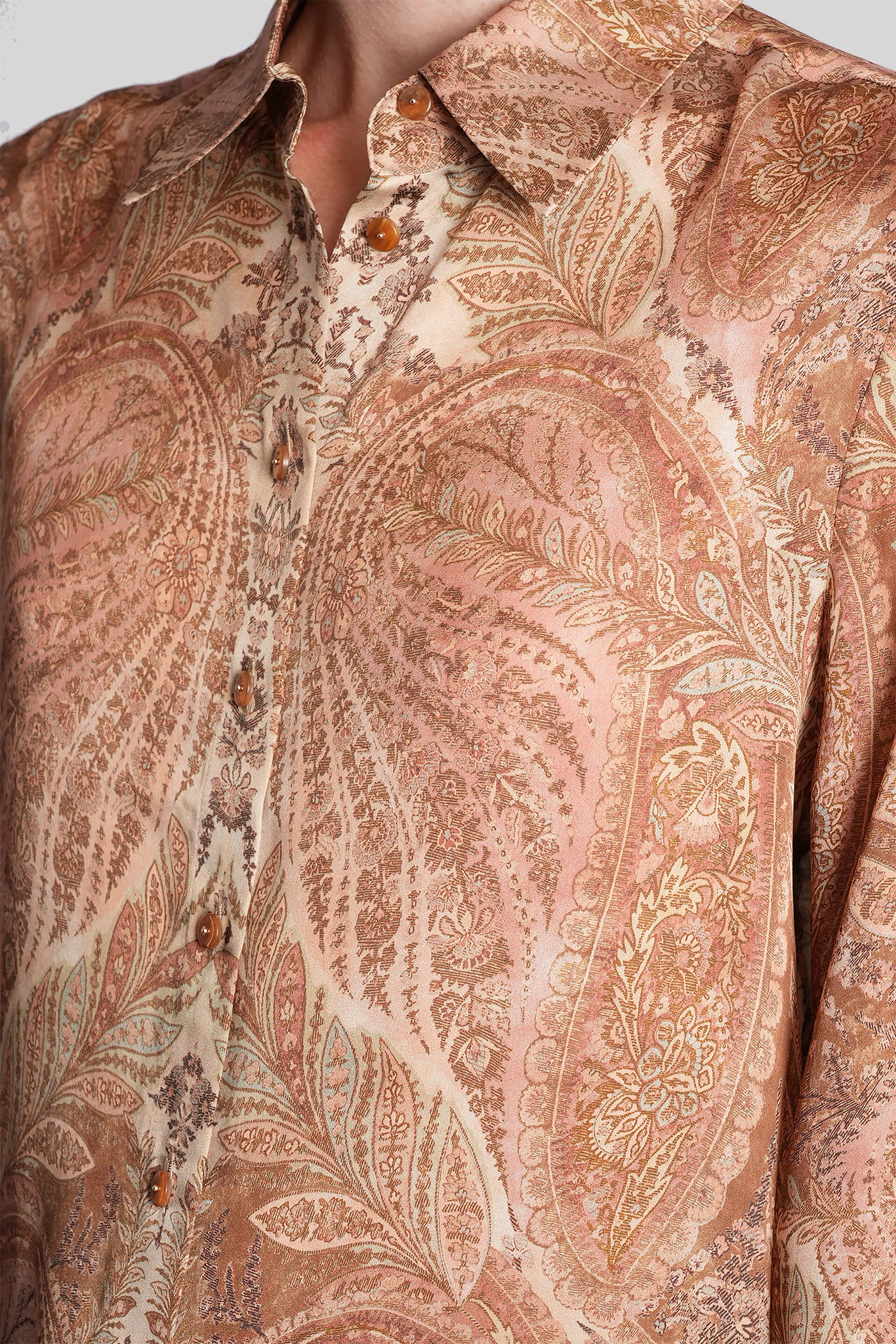 Zimmermann Hypnotic Silk Button-up Shirt In Brown