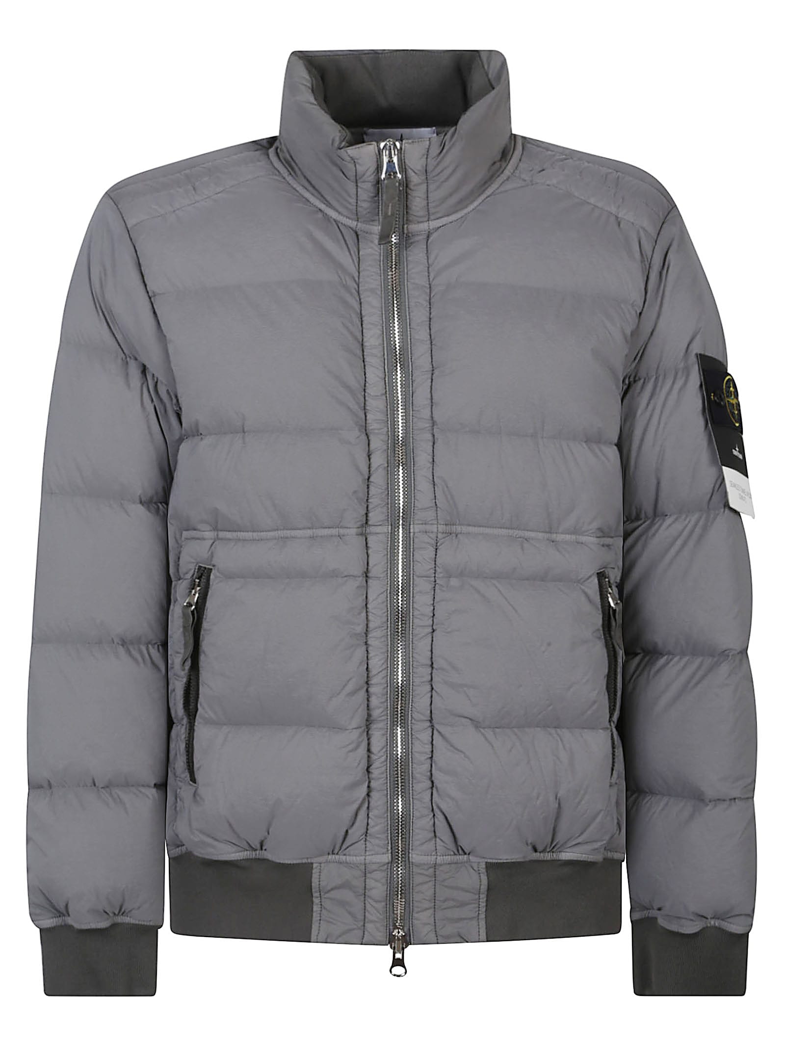 Stone Island Grey Down-tc Stretch Nylon Down Jacket In Multi