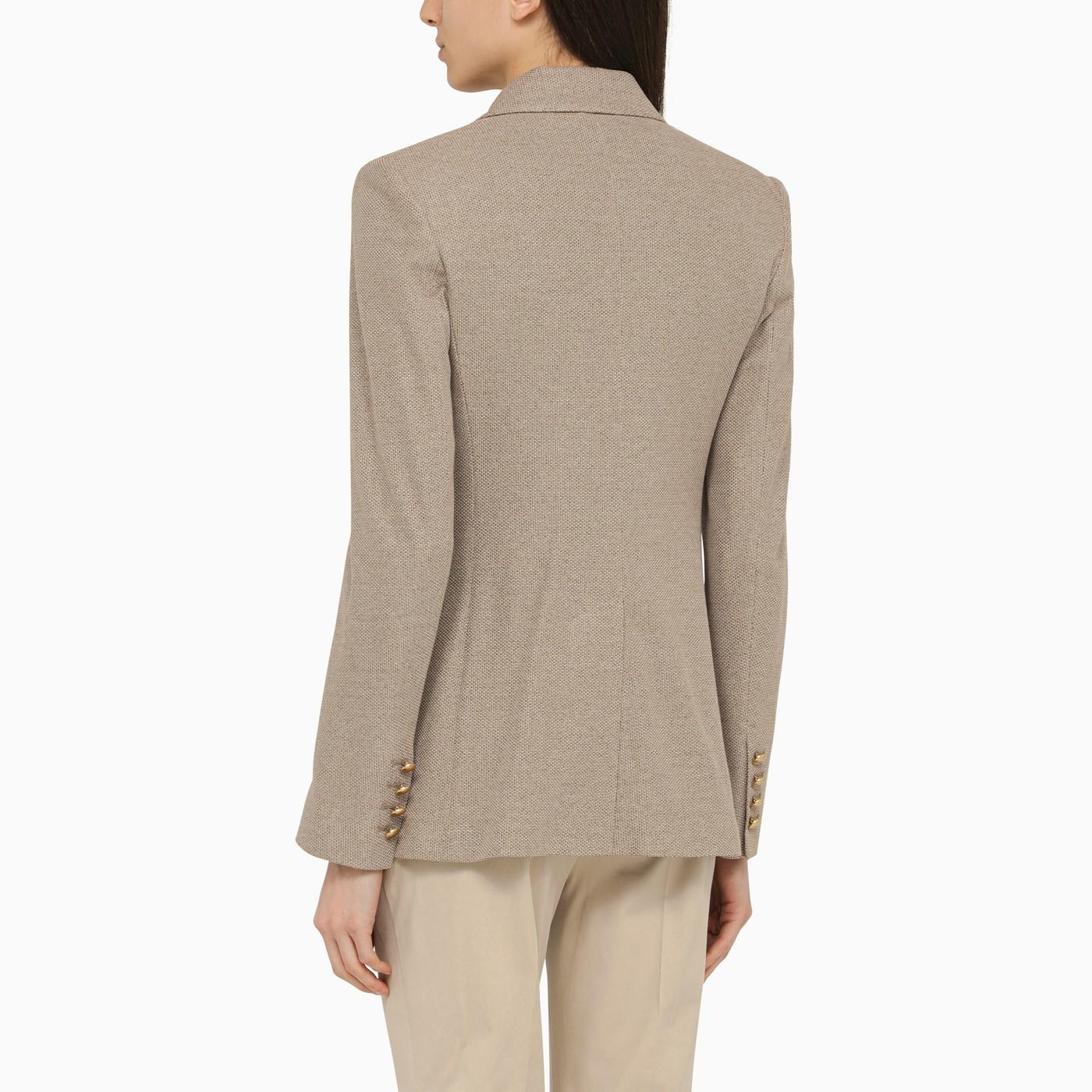 Shop Max Mara Clay-coloured Double-breasted Jacket In Cotton In Beige