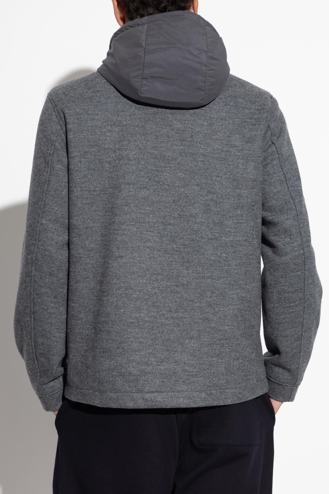 Woolrich Button-up Hooded Shirt Jacket In Gray