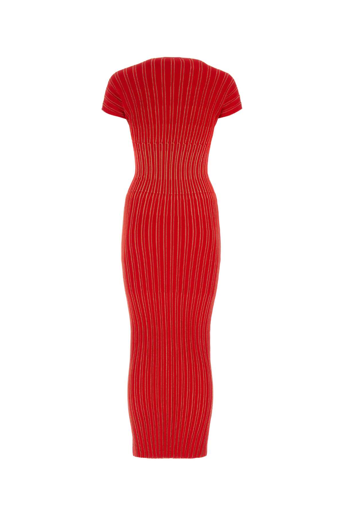 Shop Balmain Red Stretch Viscose Blend Dress In Mag