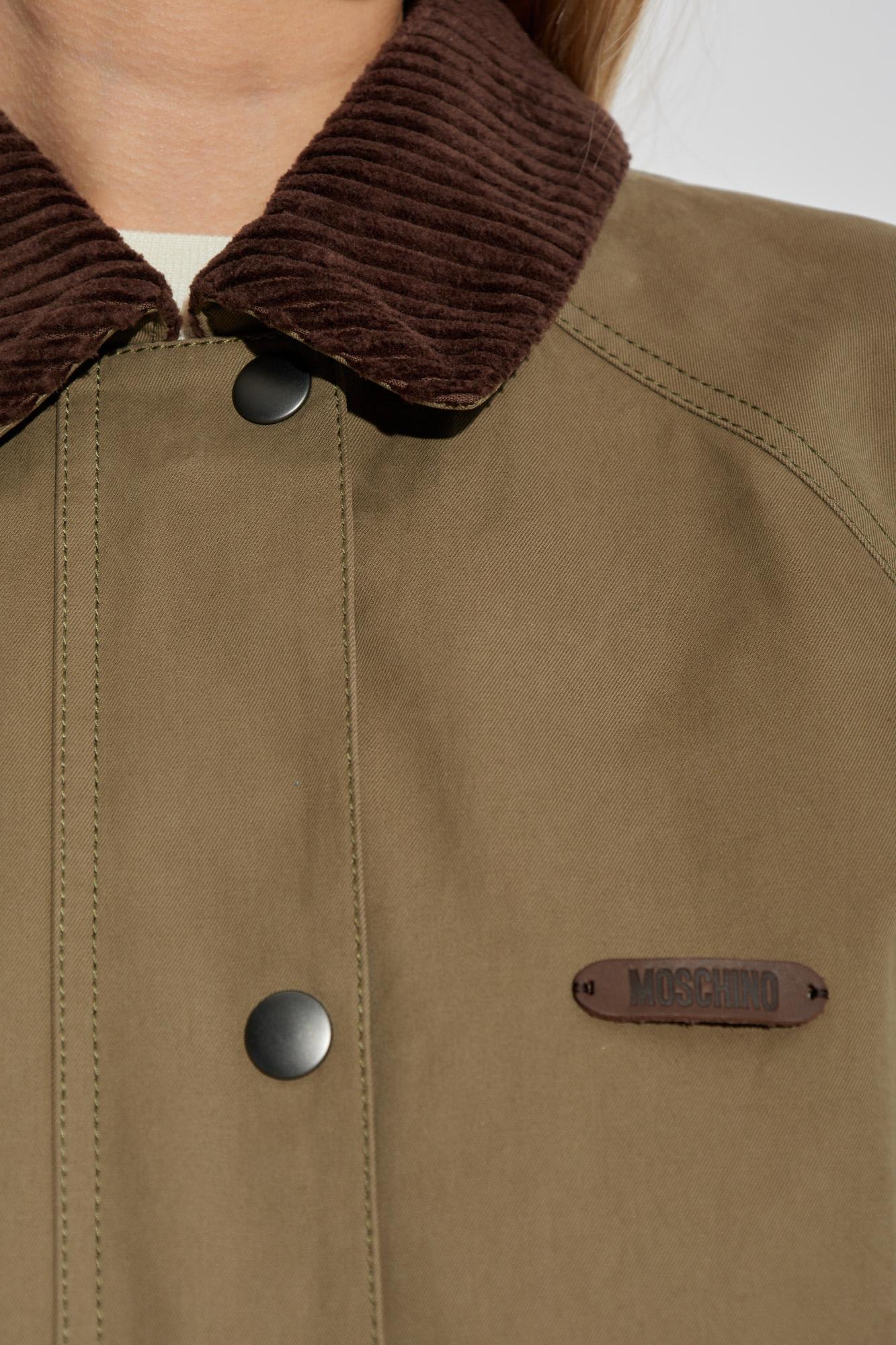 Moschino Corduroy-collar Utility Jacket In Brown