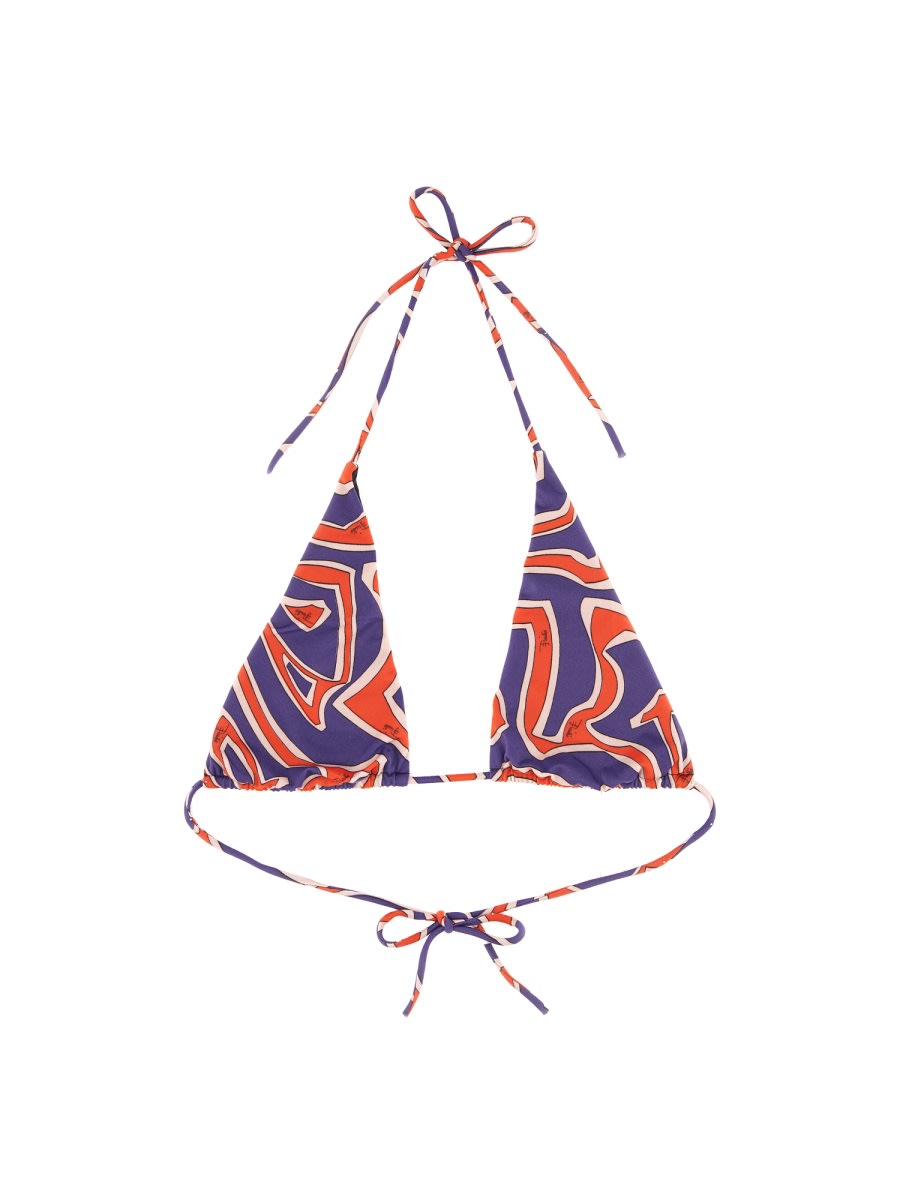 Pucci Maze Print Triangle Bikini Top In Blue
