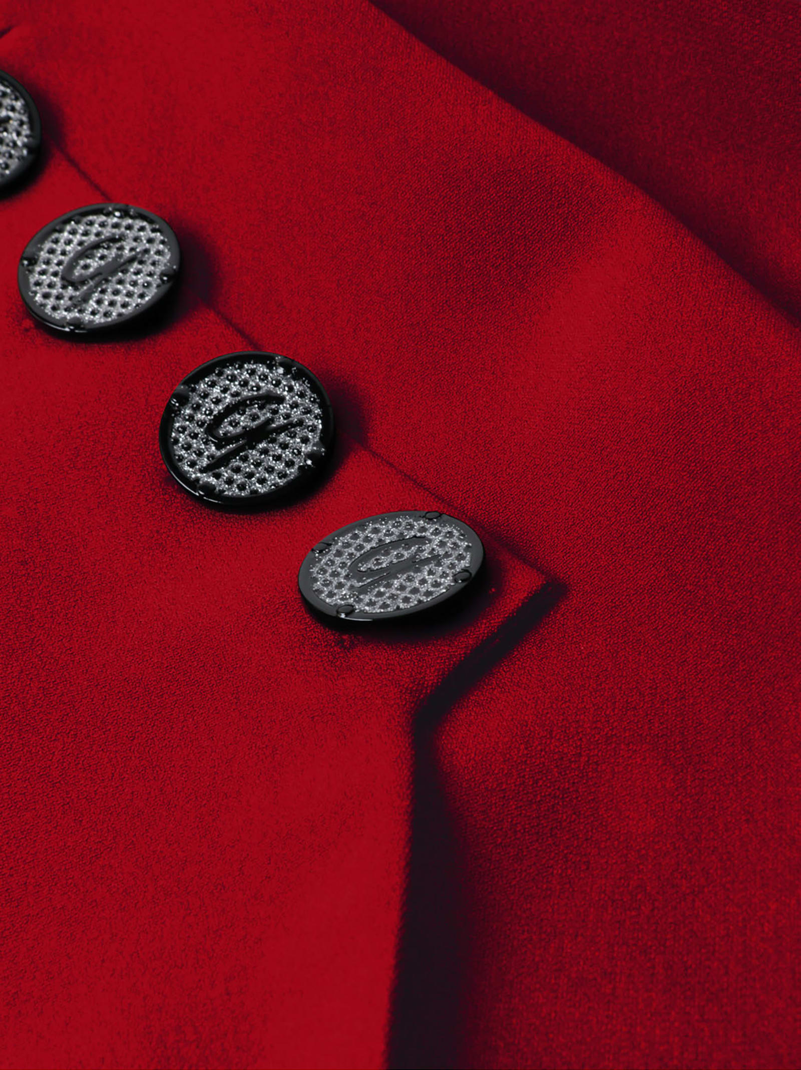 Red buttons-detailed dress