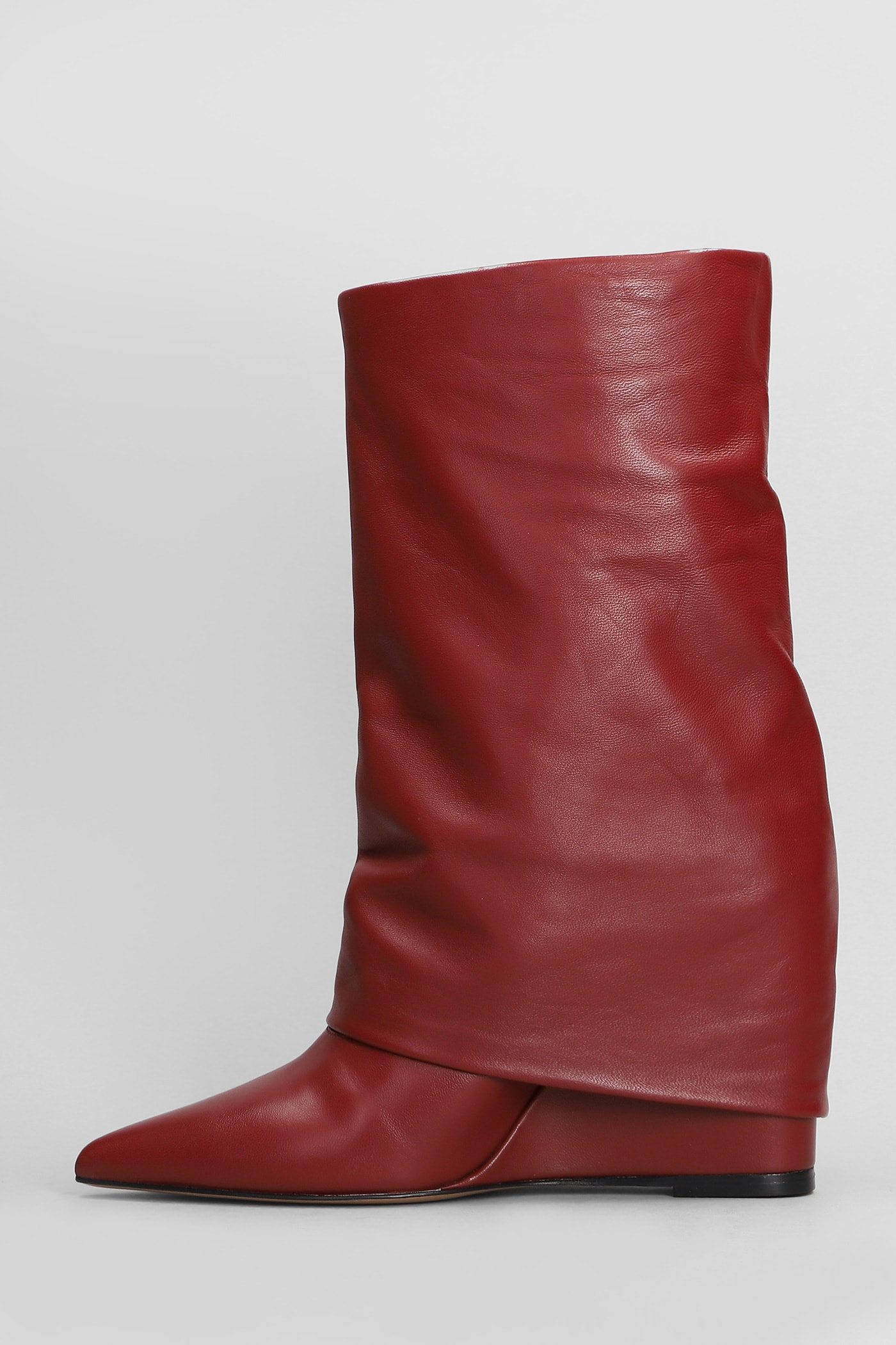 Shop The Seller High Heels Ankle Boots In Bordeaux Leather