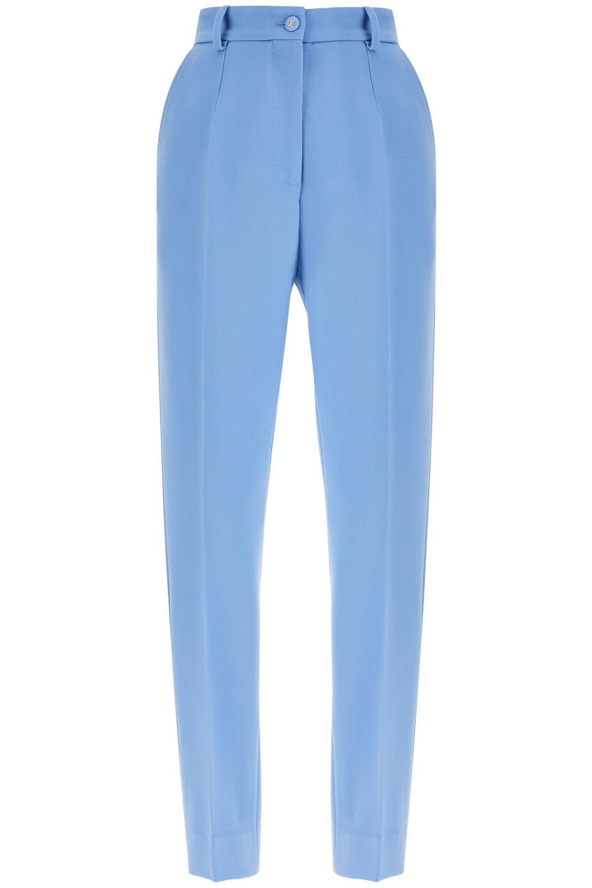 Shop Dolce & Gabbana Wool Crepe Trousers For Women In Glicine Viola Chiari (light Blue)