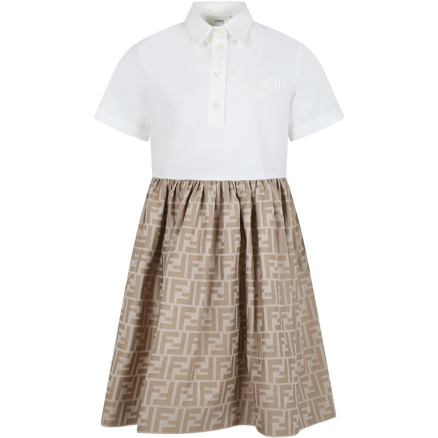 Fendi Kids' Multicolor Dress For Girl With Iconic Ff