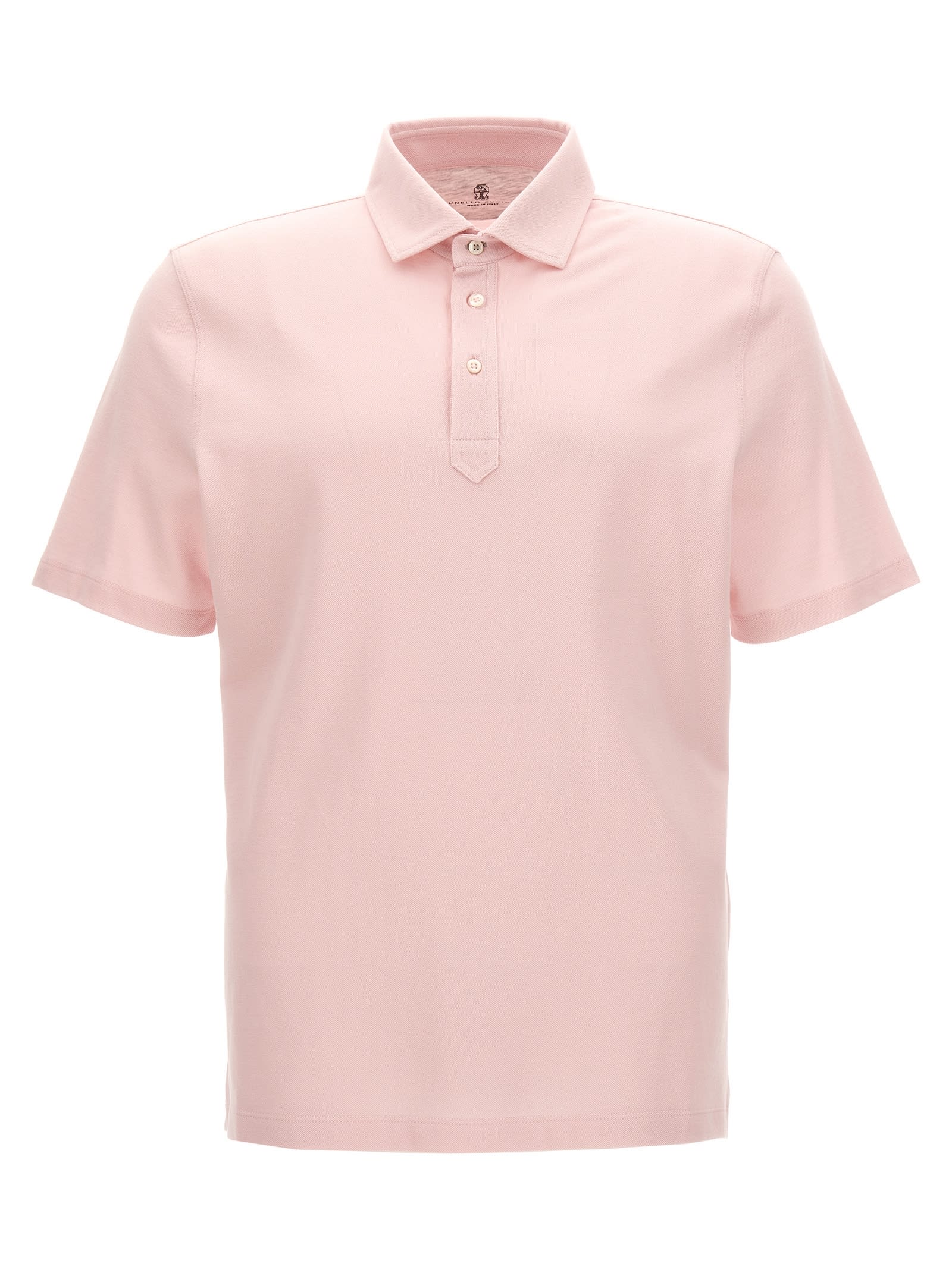 Shop Brunello Cucinelli Cotton Piquet Polo Shirt In Pink