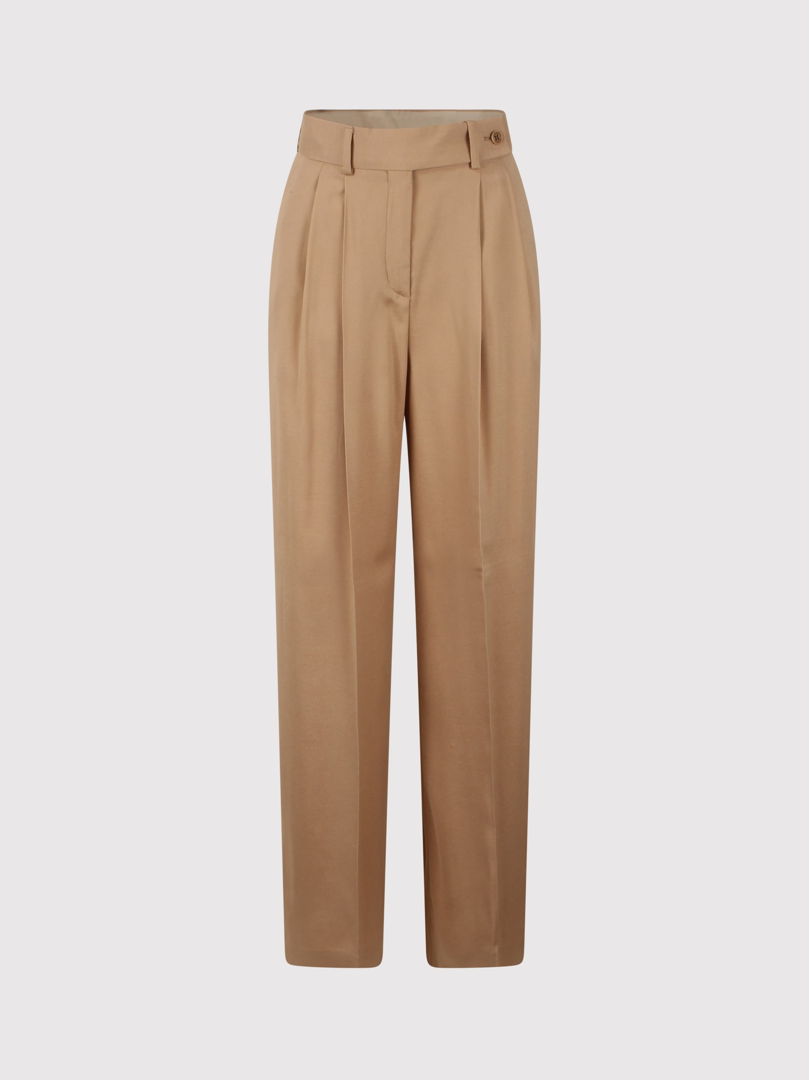 Shop Alberta Ferretti Pink Pants With High Waist And Belt Loops In Tech Fabric Stretch Woman In Nude & Neutrals