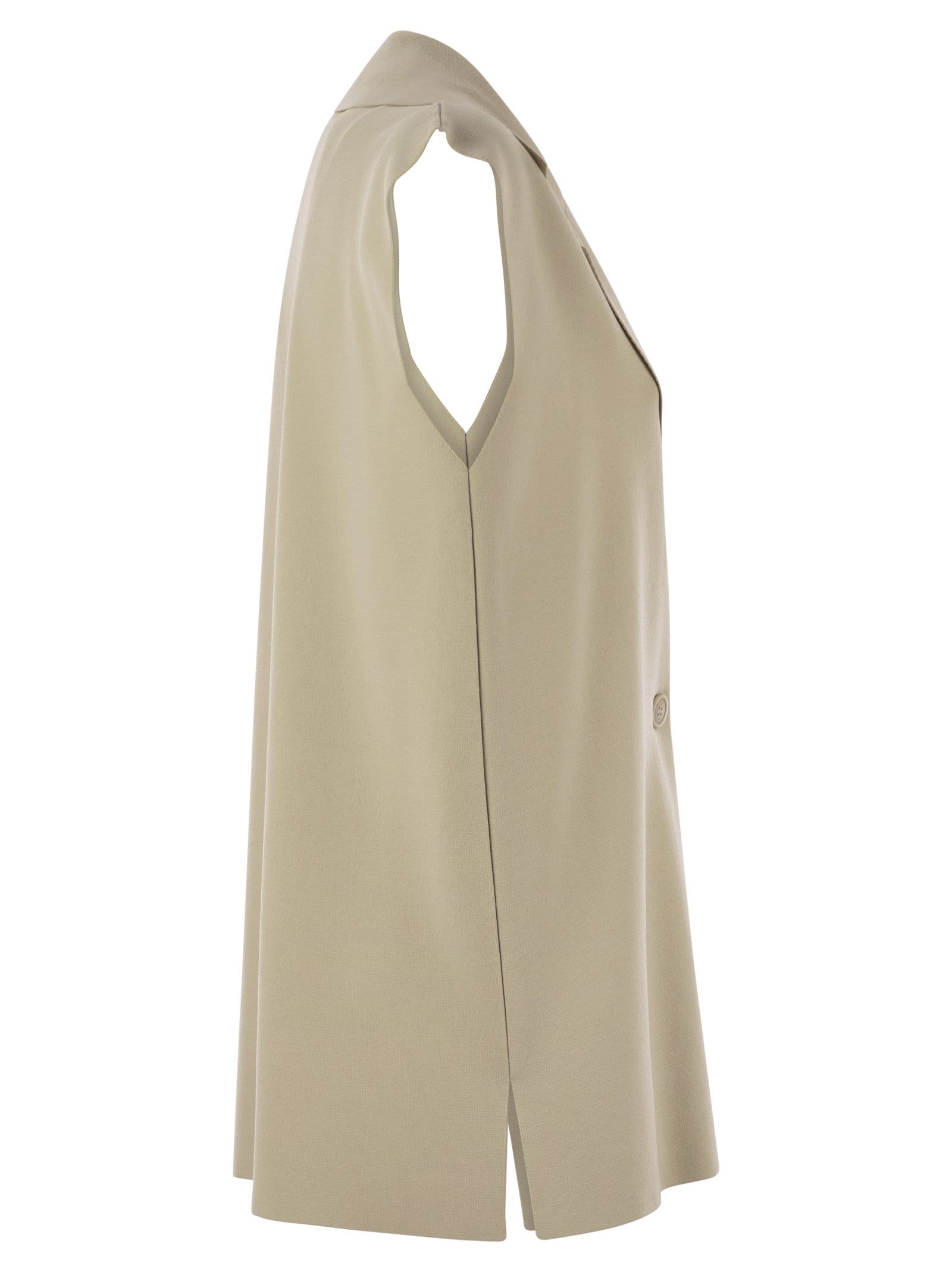 Fay Viscose Knit Vest With Hook In Cream
