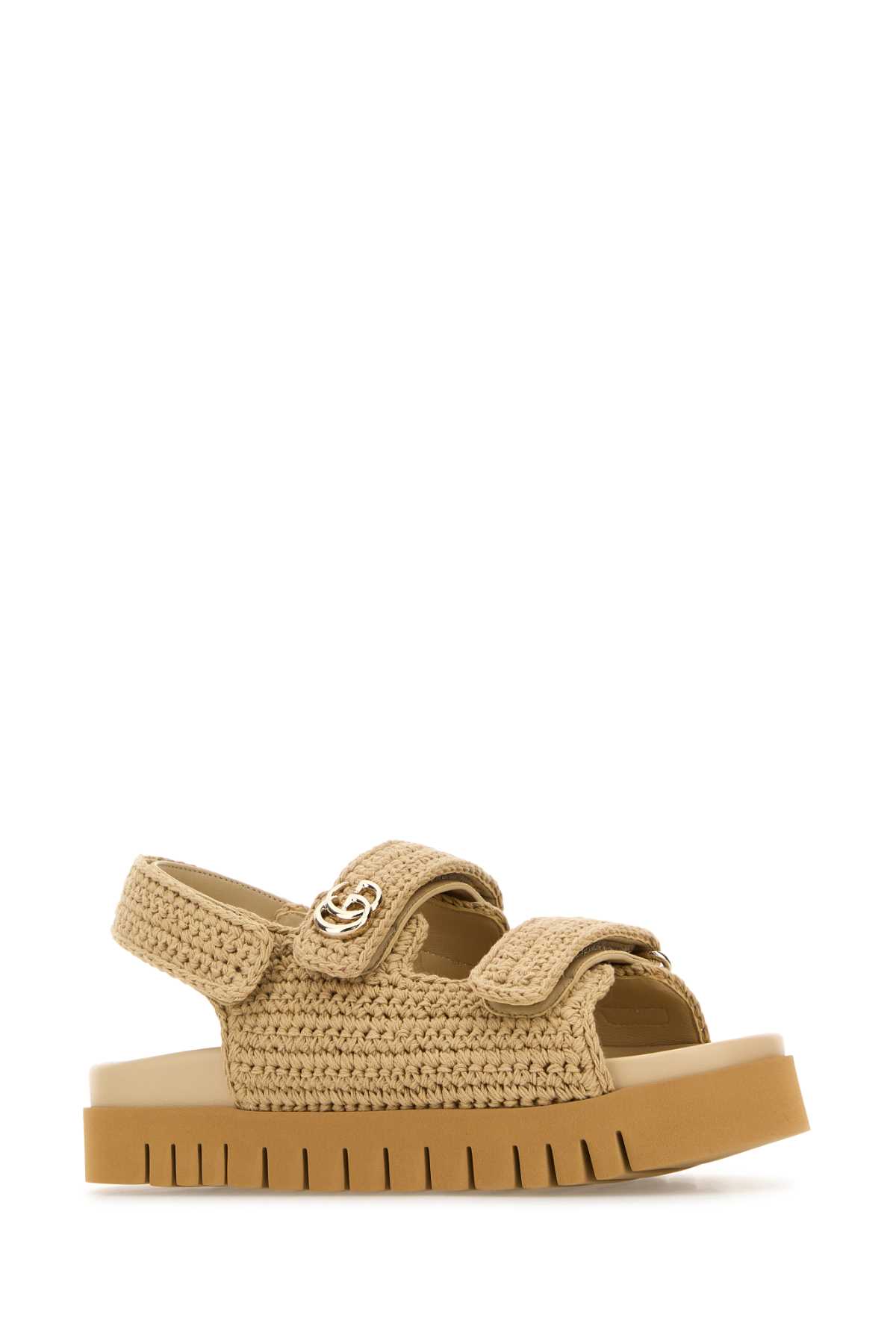 Gucci Beige Crochet Sandals In Brown