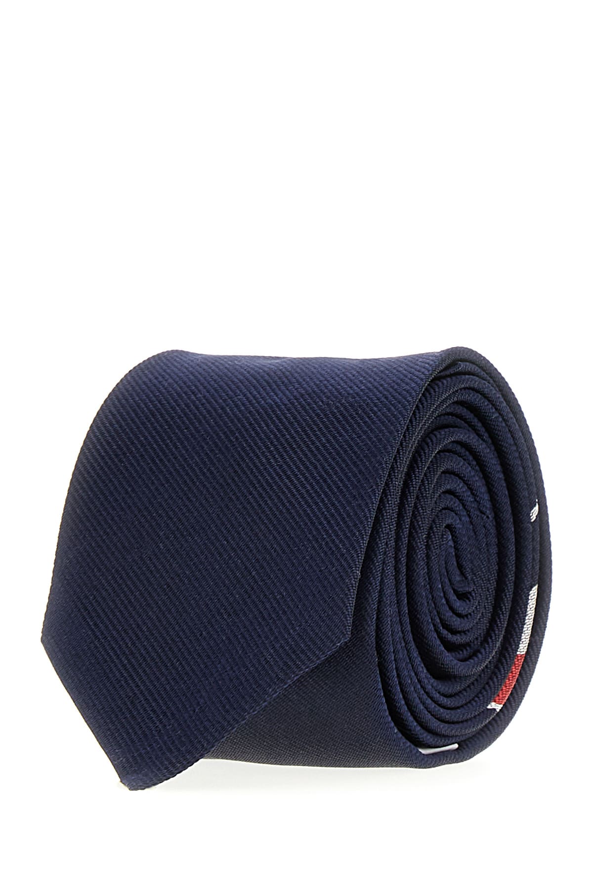 Thom Browne Navy Blue Silk Tie In 415