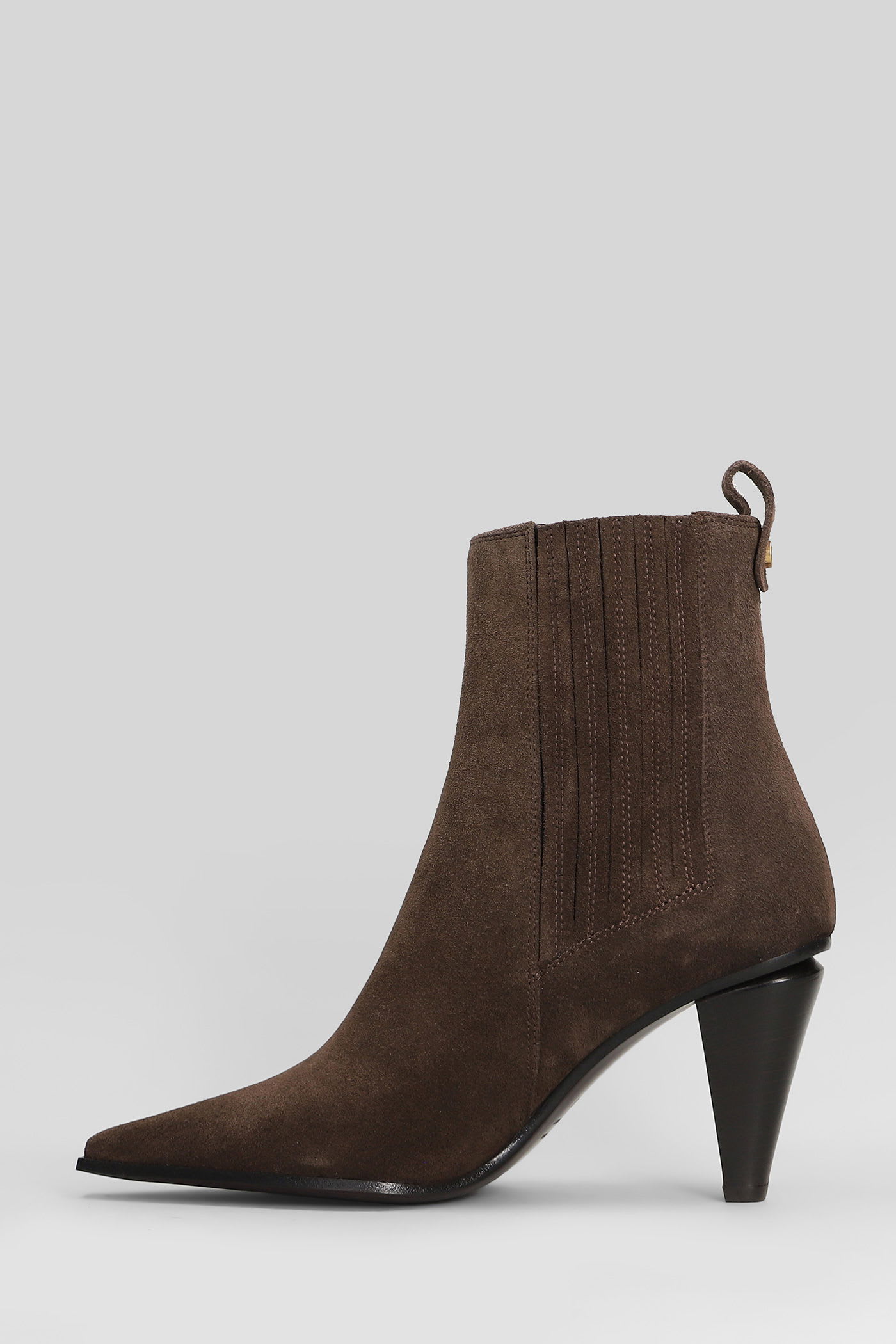 Roberto Festa Nova High Heels Ankle Boots In Dark Brown Suede In Brown