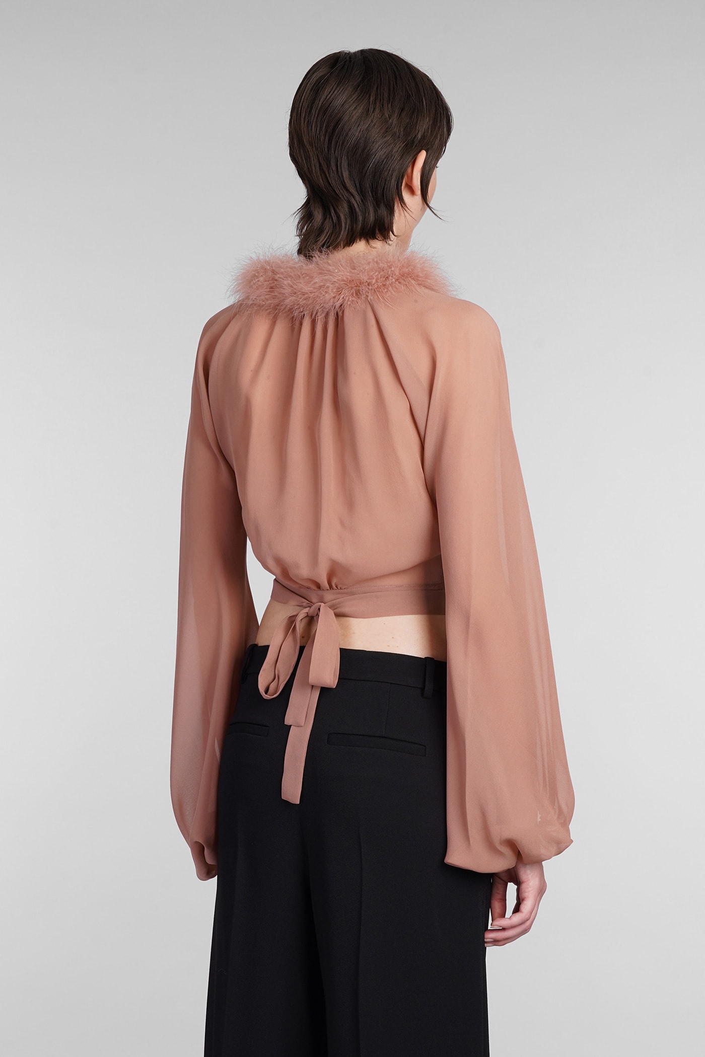 Shop Blumarine Blouse In Rose-pink Silk