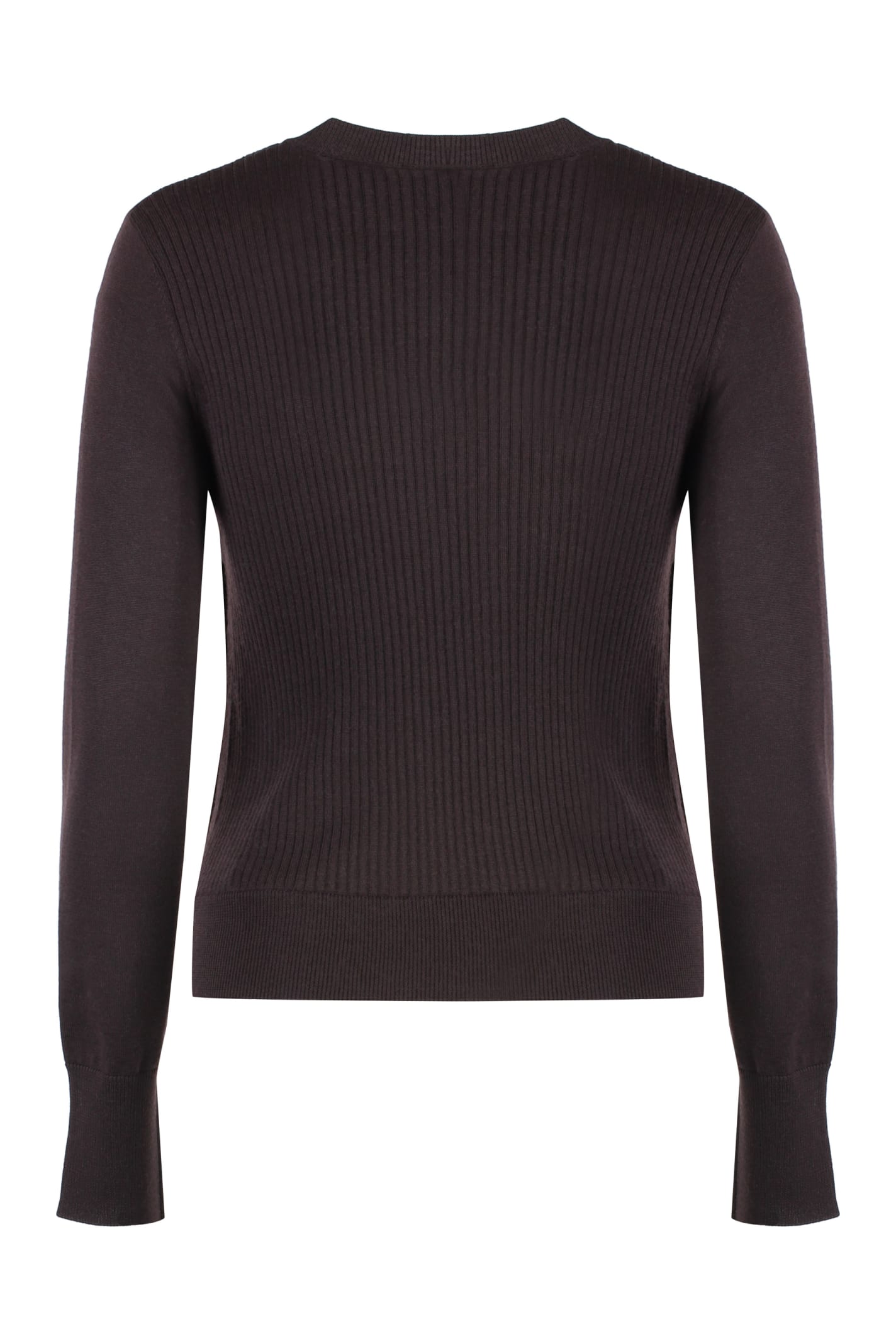 Shop Pinko Diraspatura Crew-neck Wool Sweater In Brown