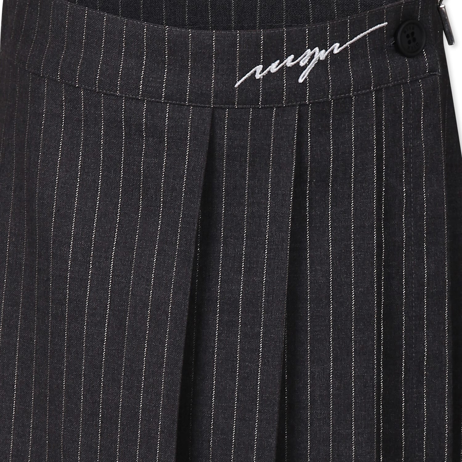 Msgm Gray Pants For Girl With White Logo In Grey