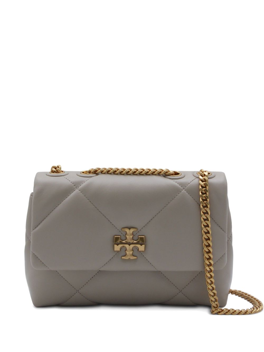 Tory Burch Kira Diamond Small Leather Shoulder Bag In Gray