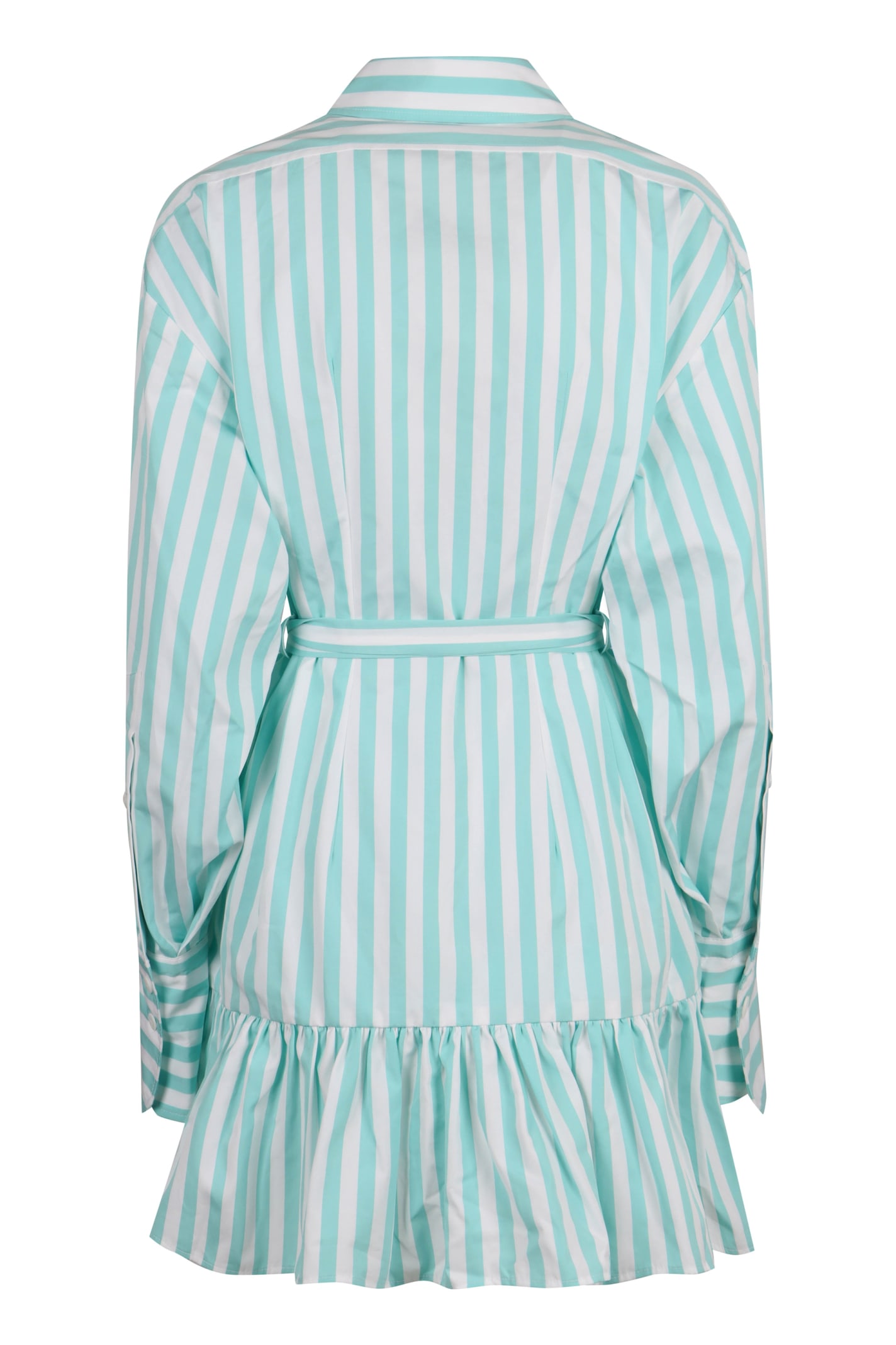 Shop Patou Striped Cotton Shirtdress In Light Blue