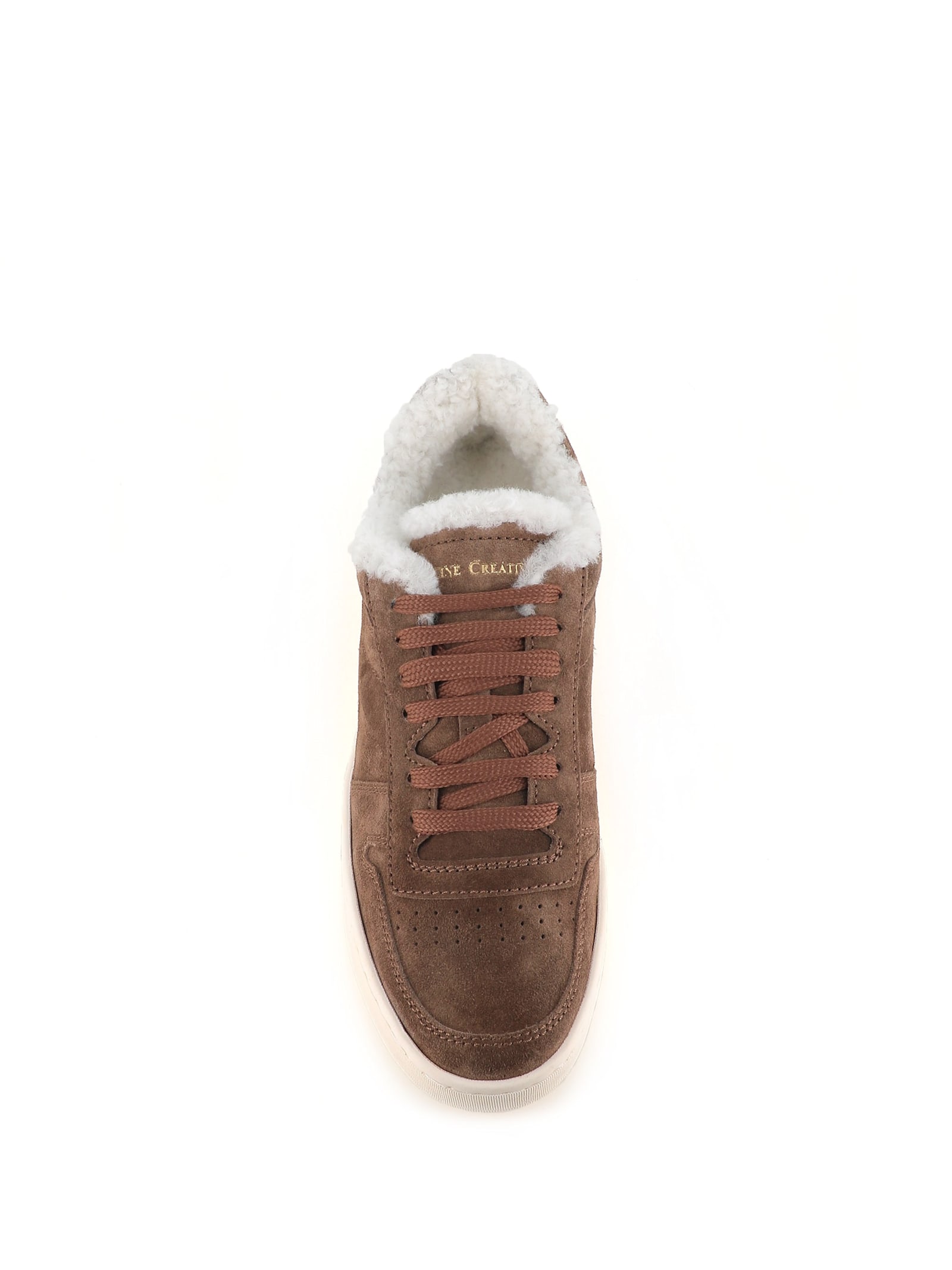 Officine Creative Shearling-lining Suede Sneakers In Brown