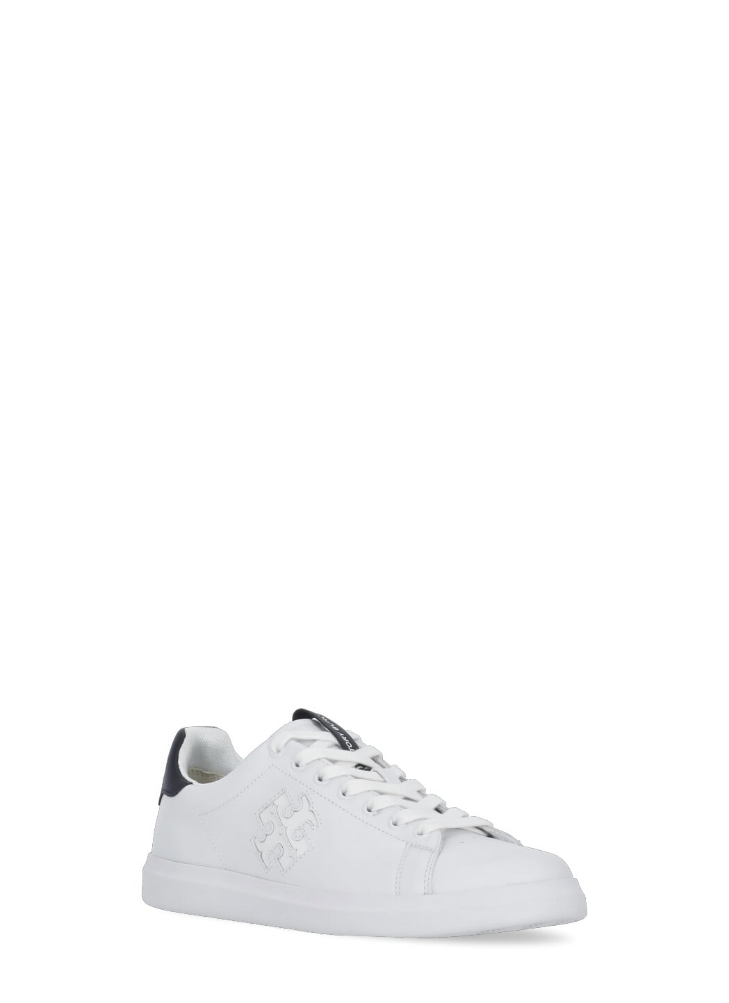 Tory Burch Double T Howell Low-top Leather Sneakers In White