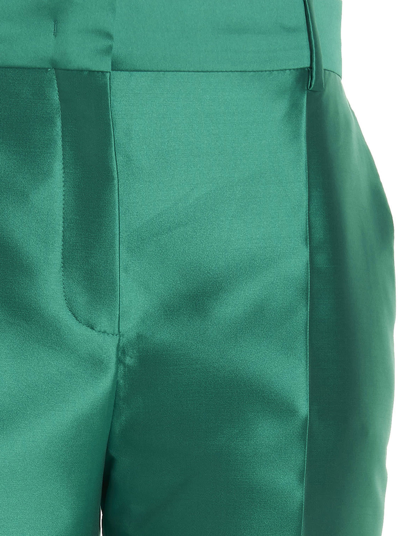 Shop Alberta Ferretti Satin Pants In Green