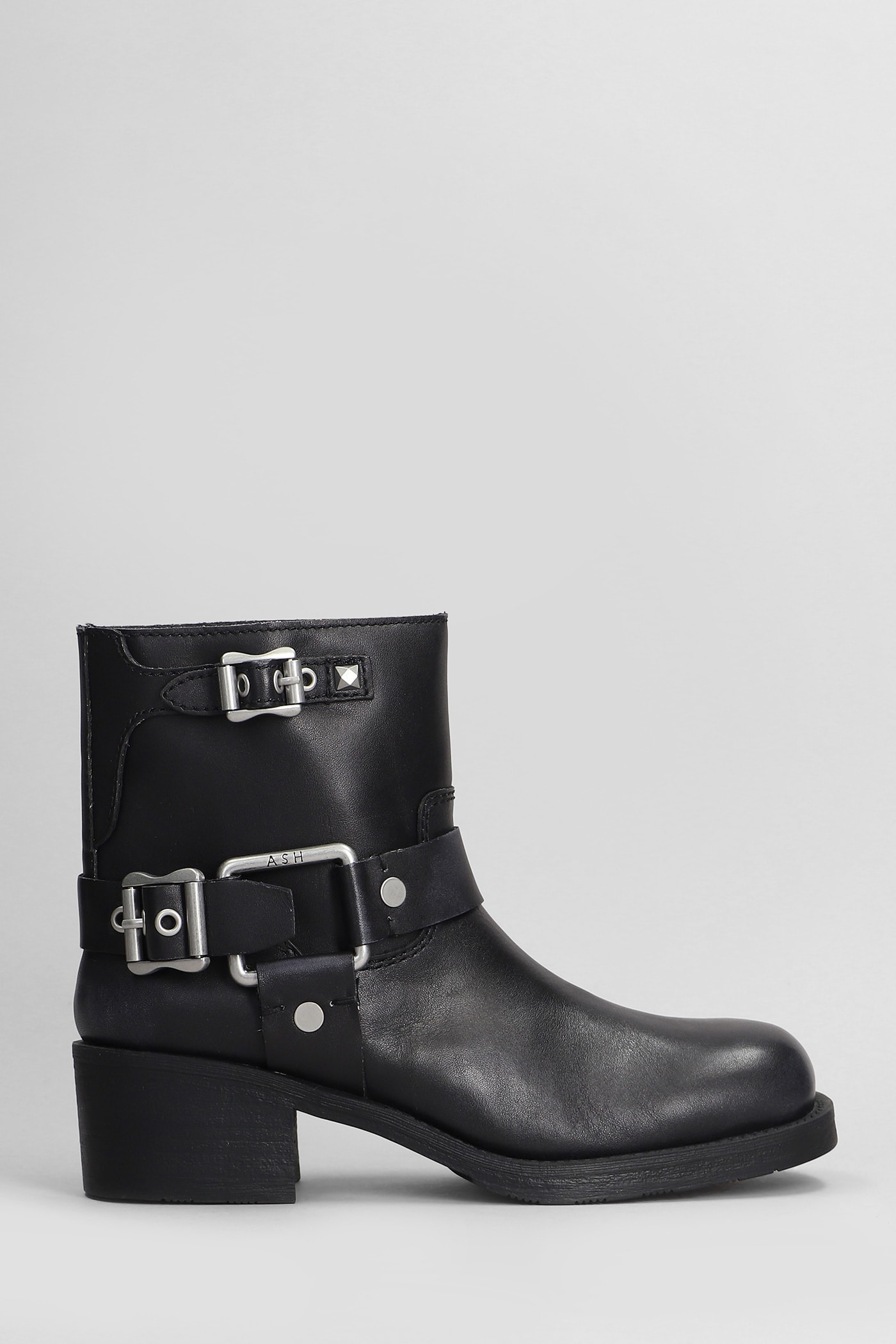 Texas High Heels Ankle Boots In Black Leather