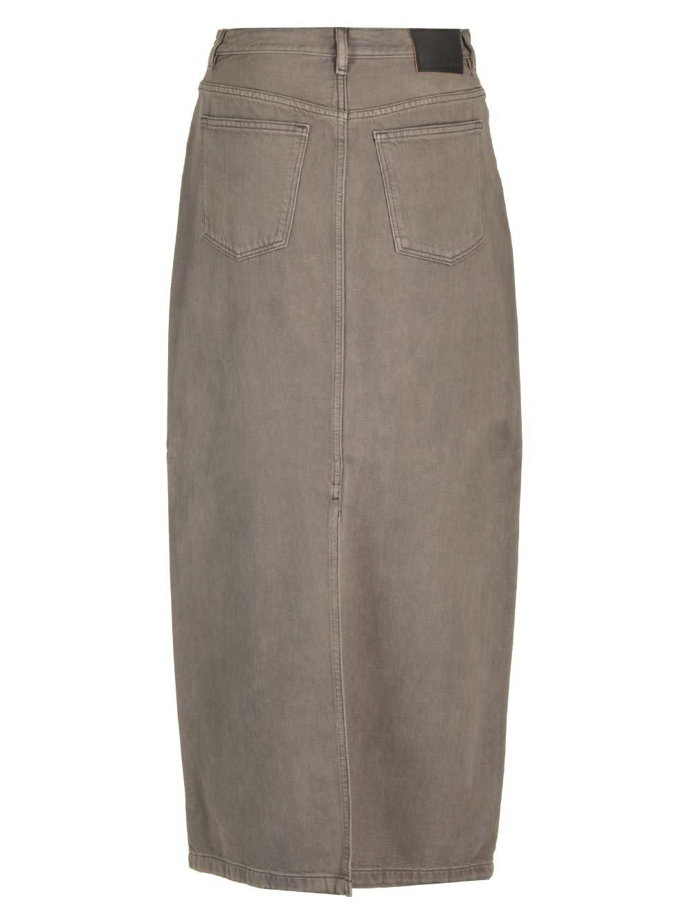Shop Acne Studios Denim Midi Skirt In Grey