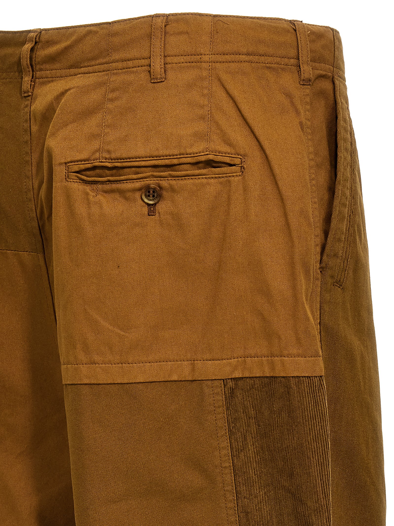 Shop Comme Des Garçons Homme Deux Drill Pants With Velvet Inserts In Brown