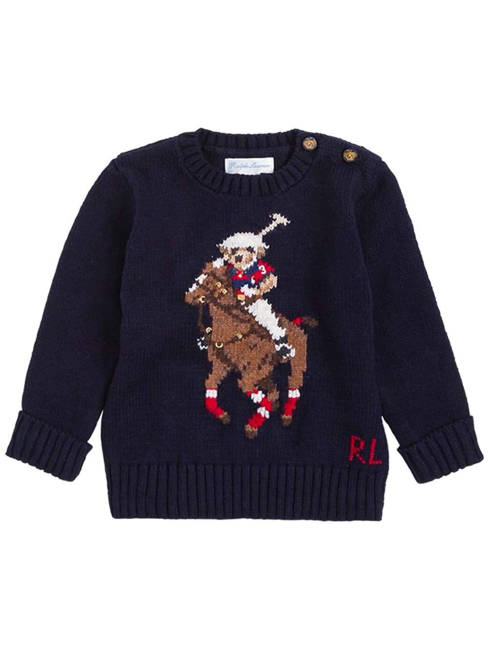 Ralph Lauren Blue Cotton Blend Sweater With Logo