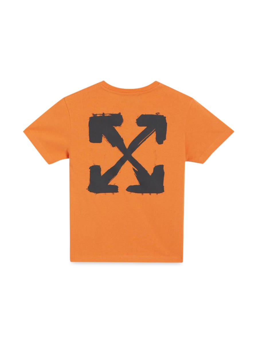 Off-white T-shirt In Jersey Di Cotone Stampato In Orange
