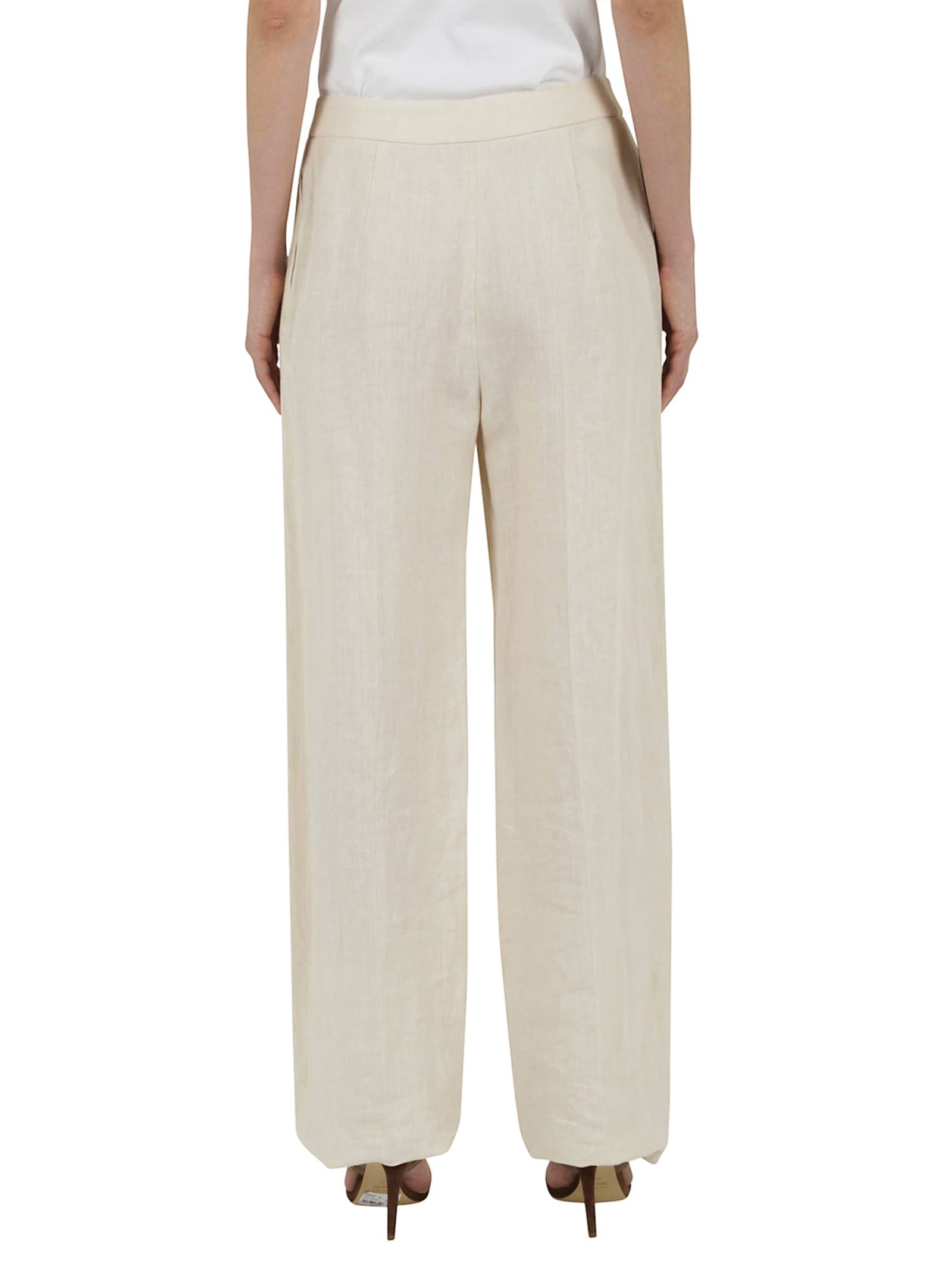 Shop Eleventy Soft Sand High-waisted Trousers In Sabbia