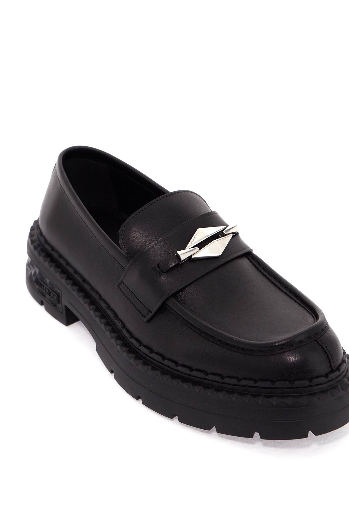 Shop Jimmy Choo Leather Marlow Loafers In Black Gunmetal (black)