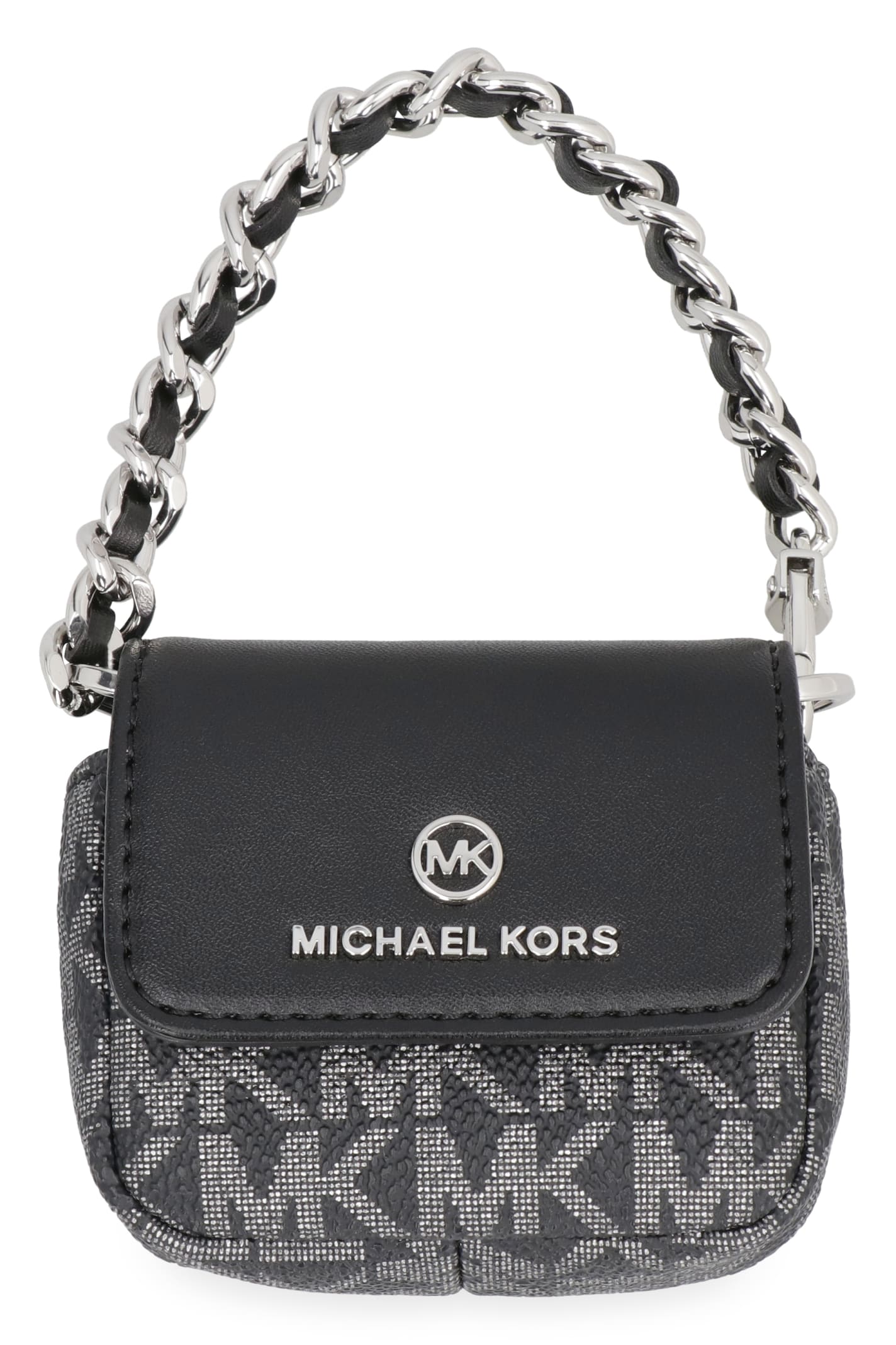Michael Michael Kors Headphone Holder In Coated Canvas In Black