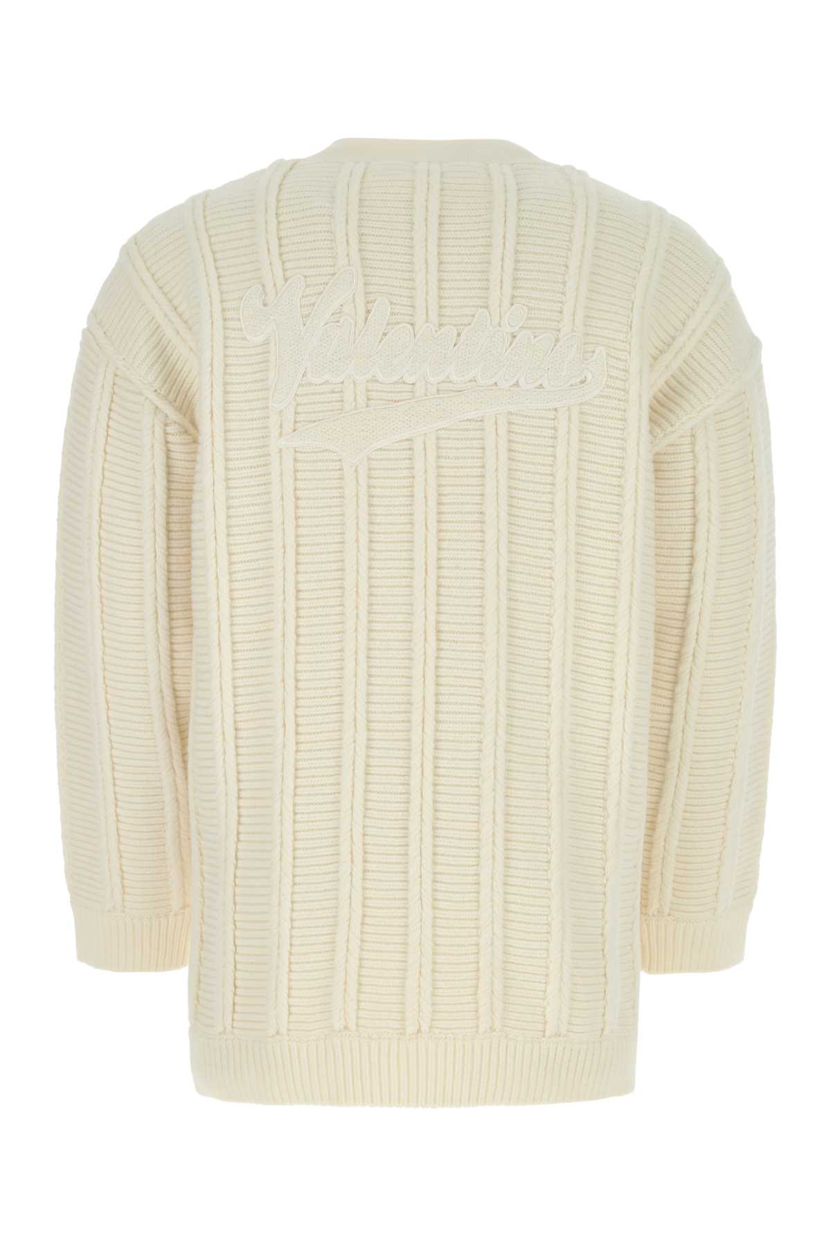 Valentino Ivory Wool Cardigan In A03