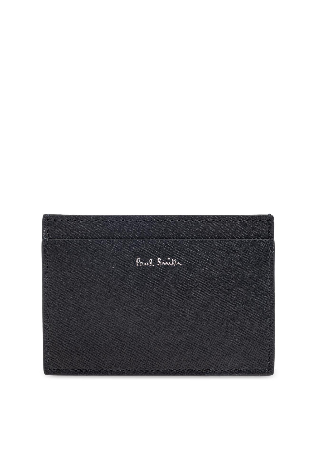 Paul Smith Saffiano Leather Card Holder With In Black