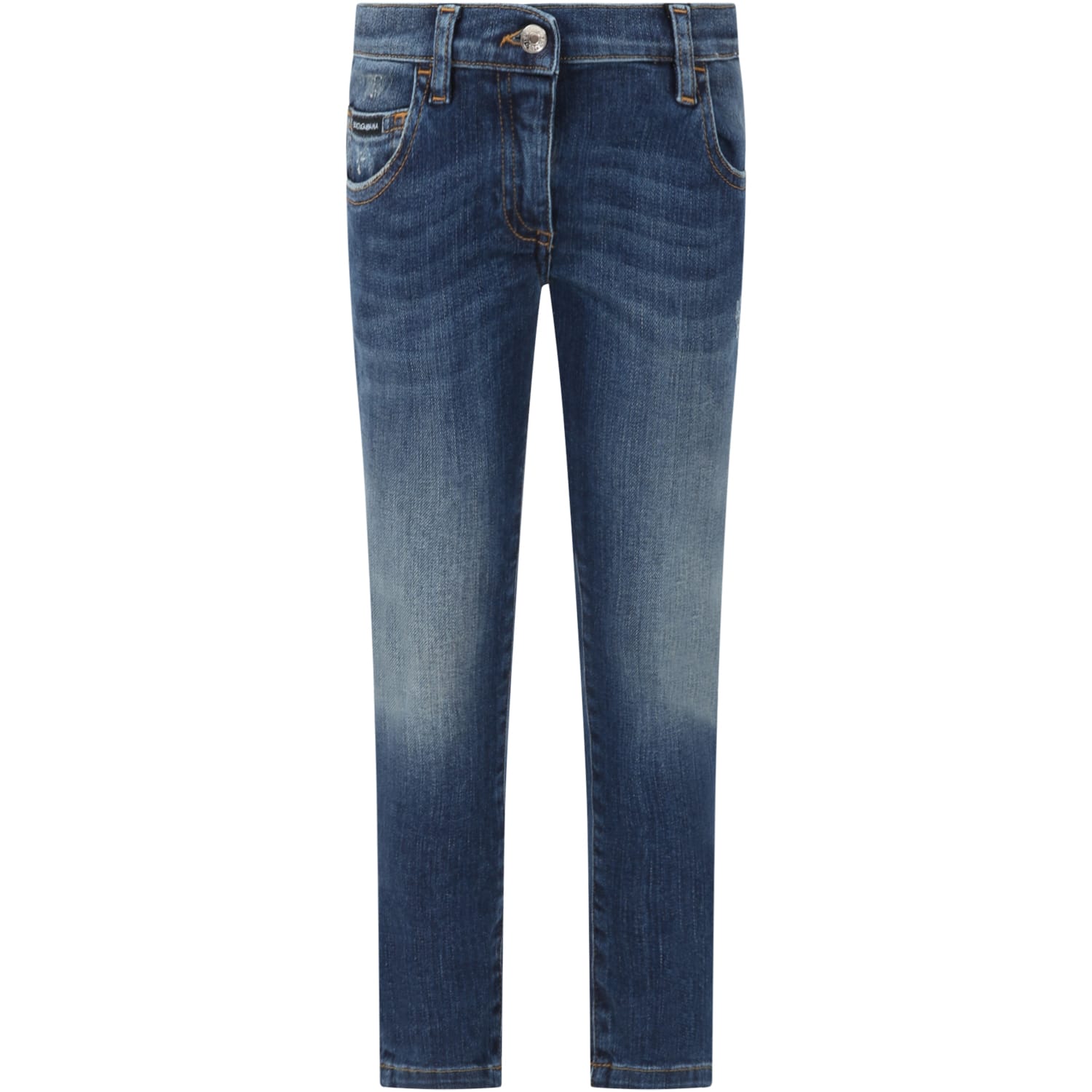 Shop Dolce & Gabbana Blue Jeans For Girl With Flowers