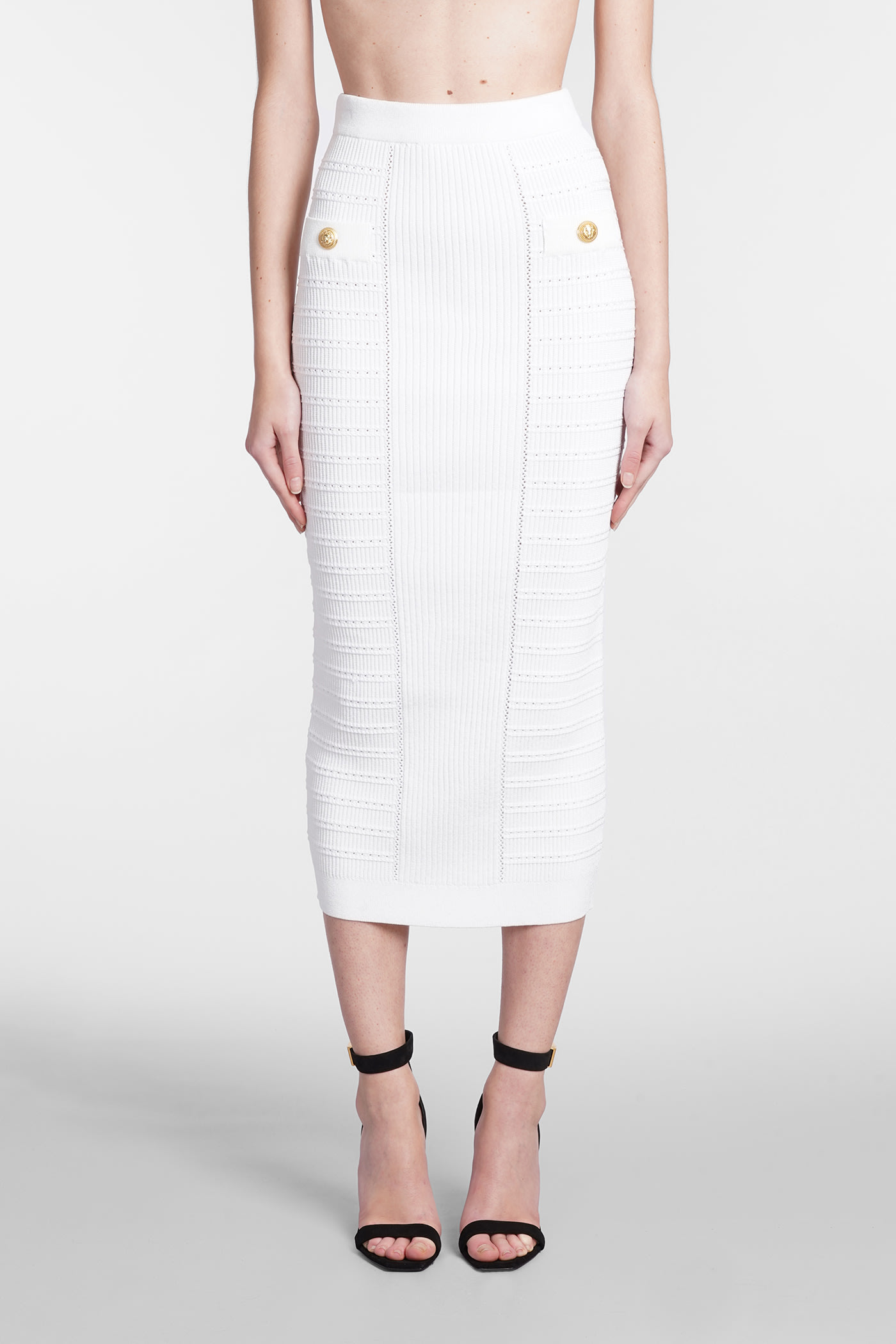 Balmain Skirt In White Viscose
