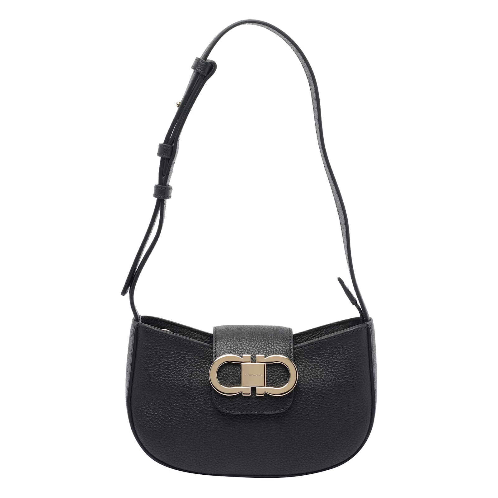 Ferragamo Gabry Black Calf Leather Shoulder Bag