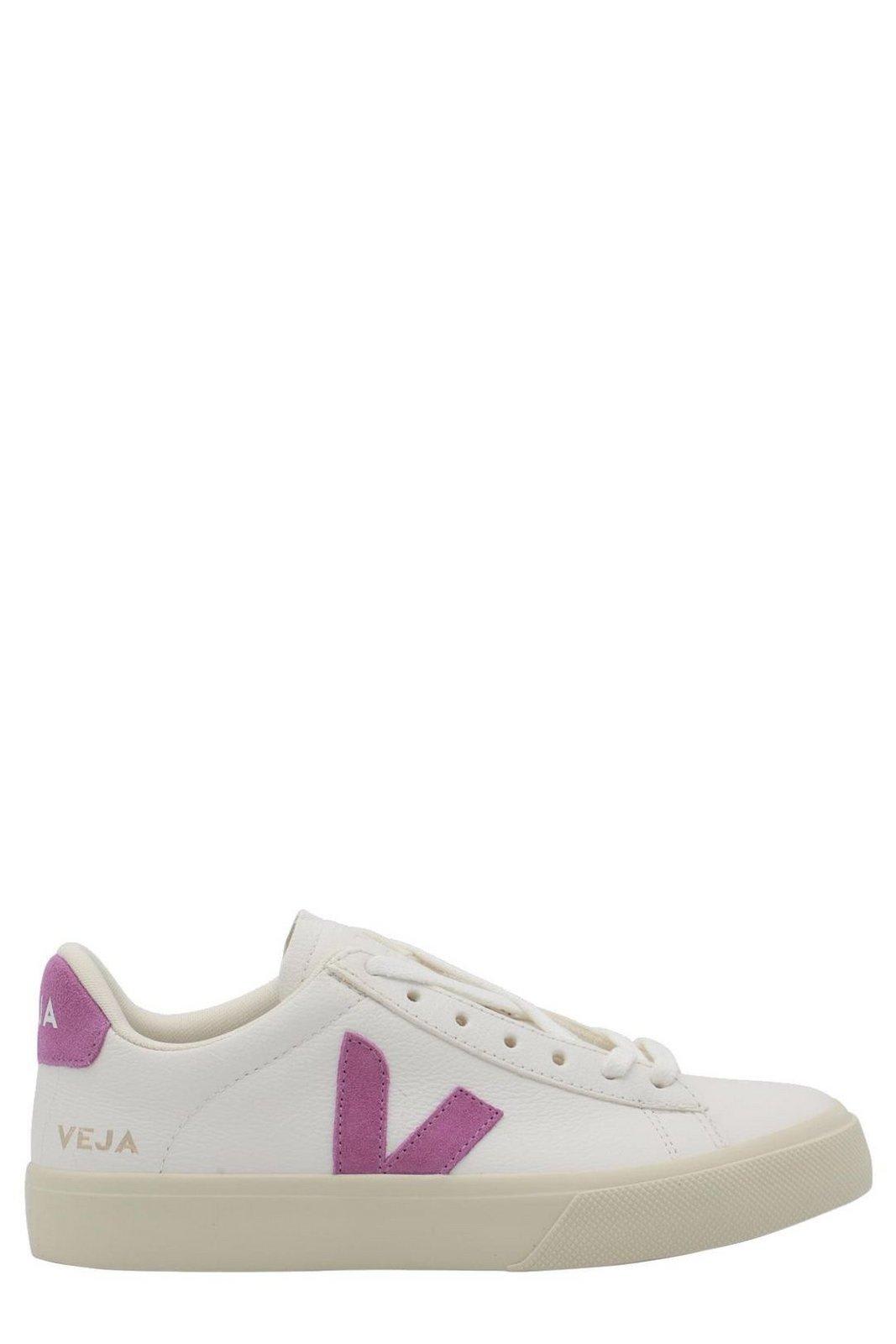 Shop Veja Campo Logo Patch Sneakers In White/mulberry