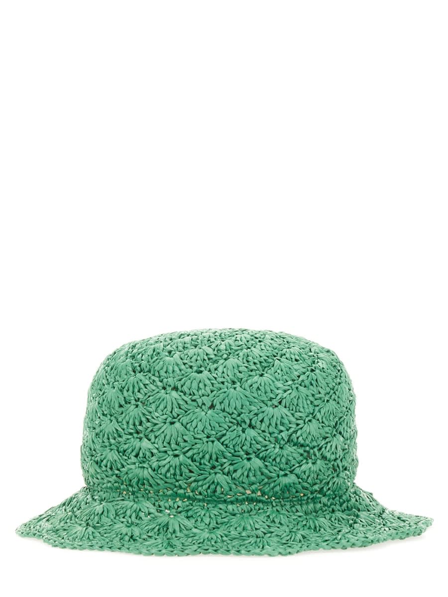 Red Valentino Raffia Bucket Hat In Green