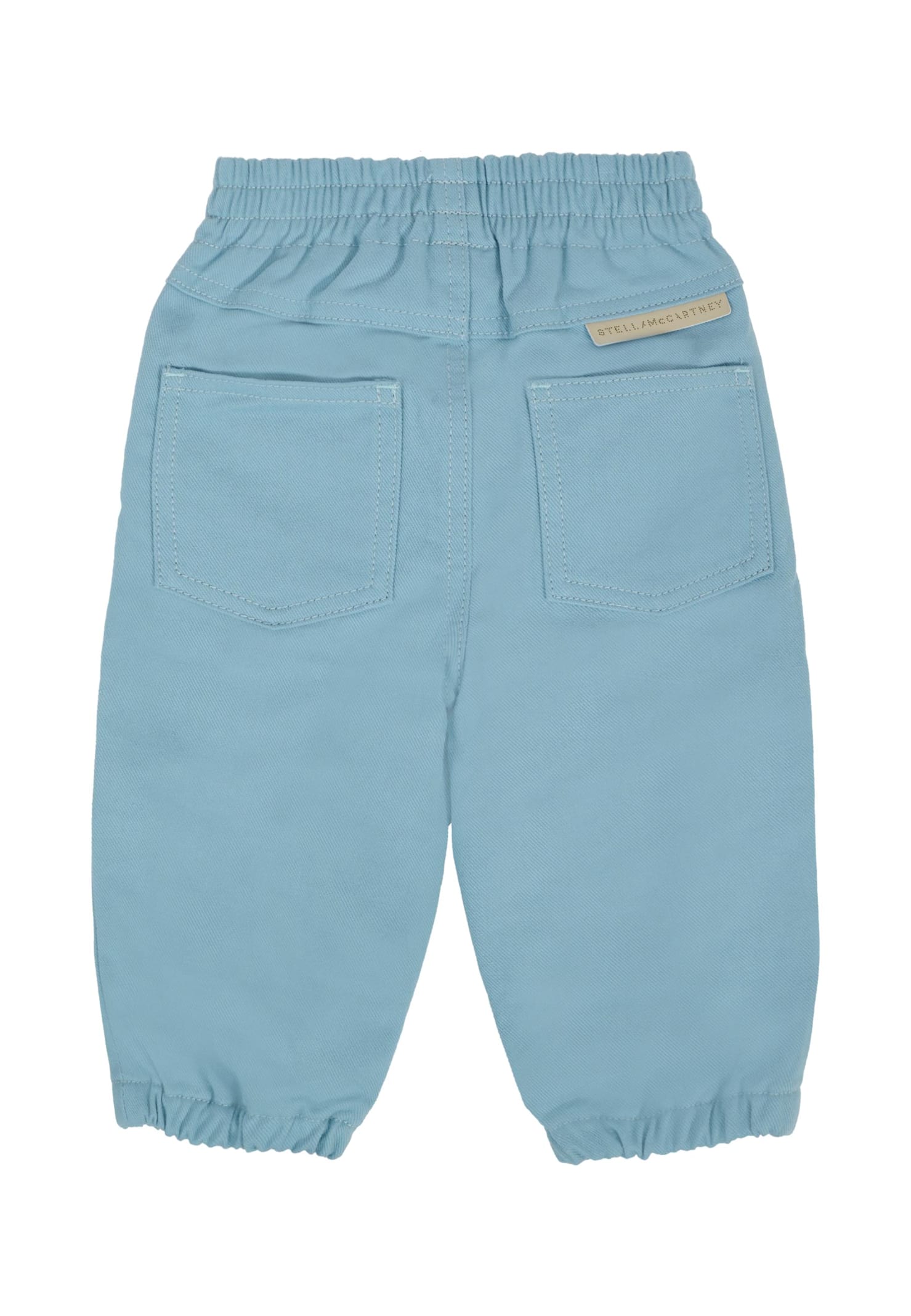 Stella Mccartney Light Blue Trousers For Baby Boy With Logo In Blue