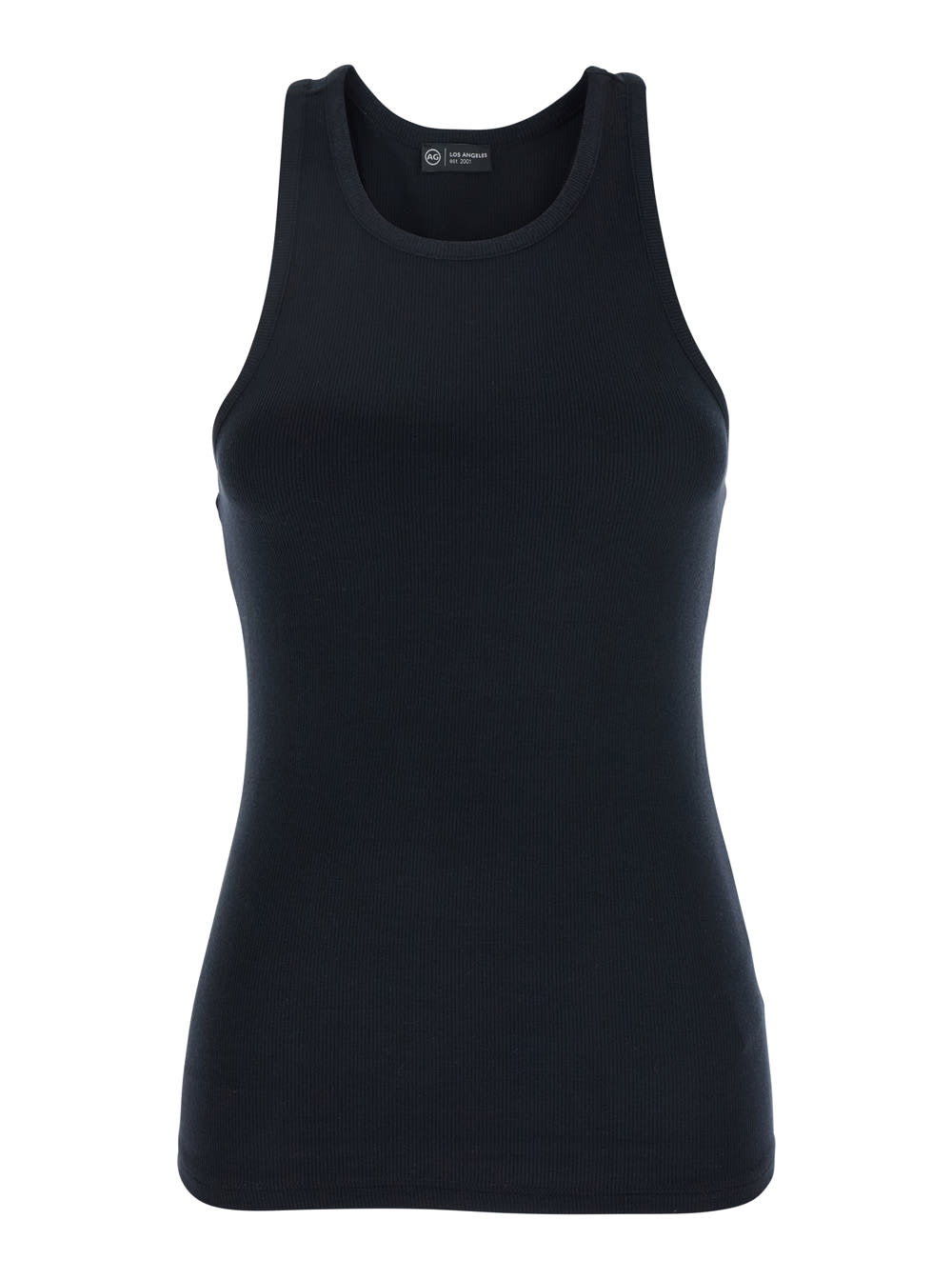 Black Top With Logo Printed On The Back In Modal Blend Woman