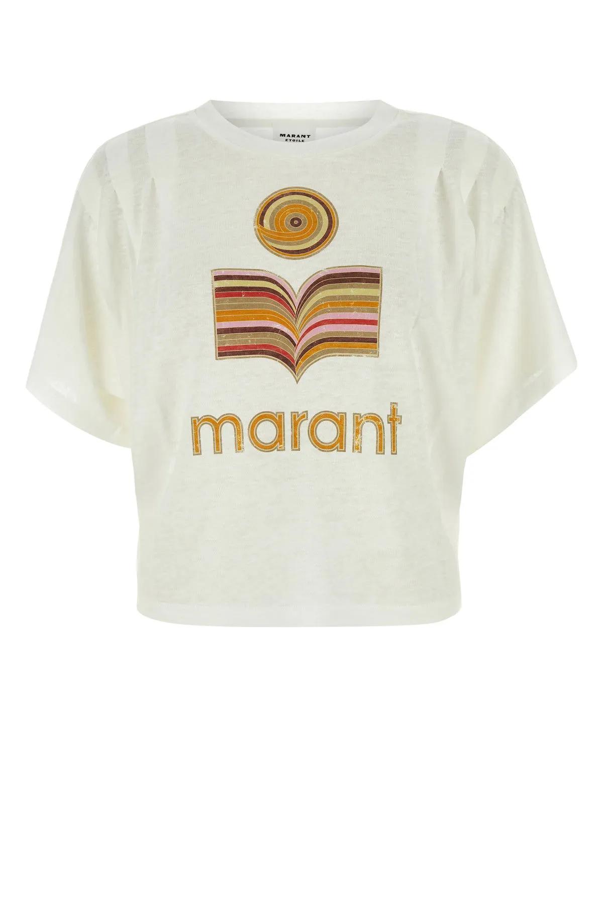 Marant Etoile Ivory Linen Kyanza Oversize T-shirt In White