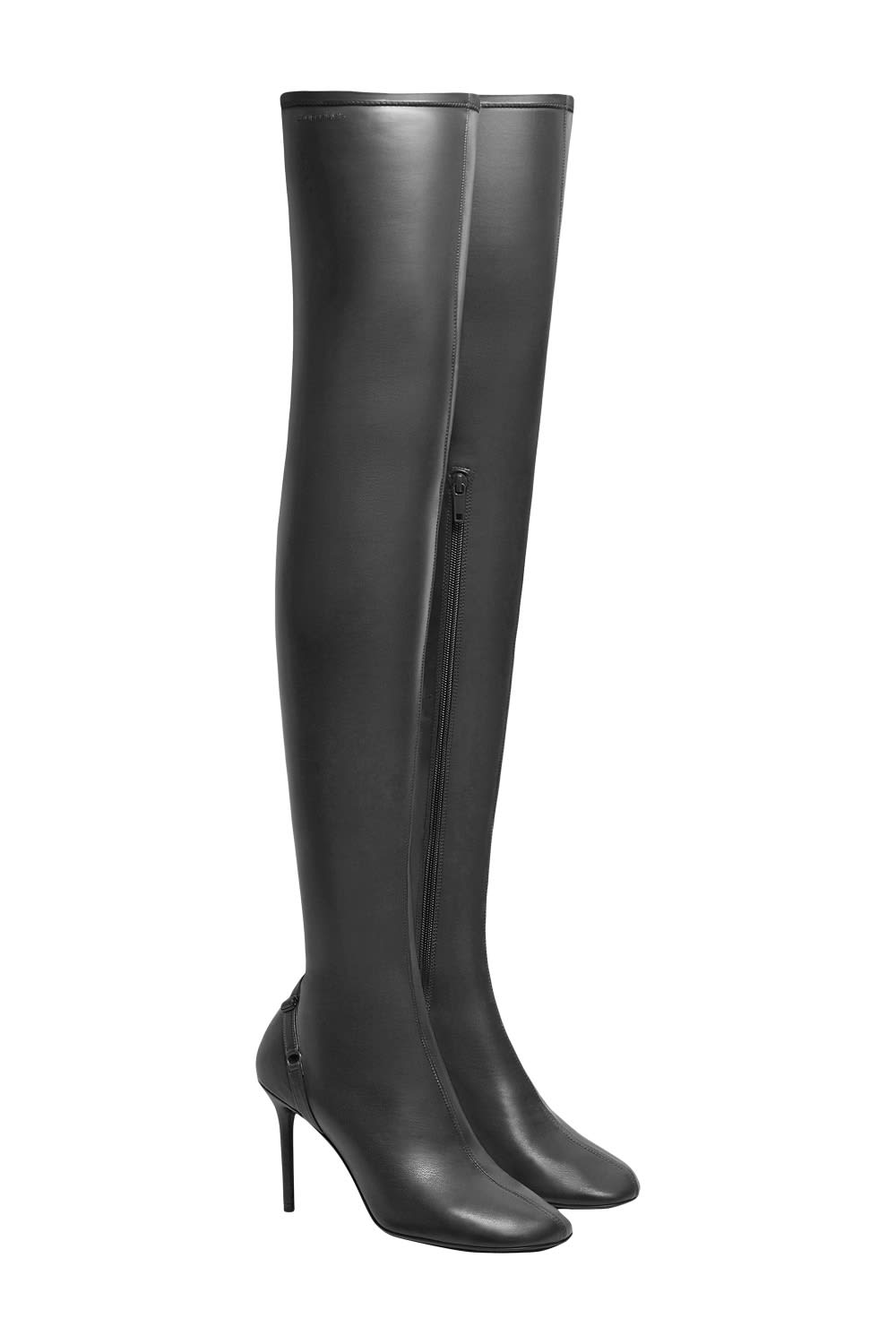 Shop Courrèges Thigh Boots Oblique In Black