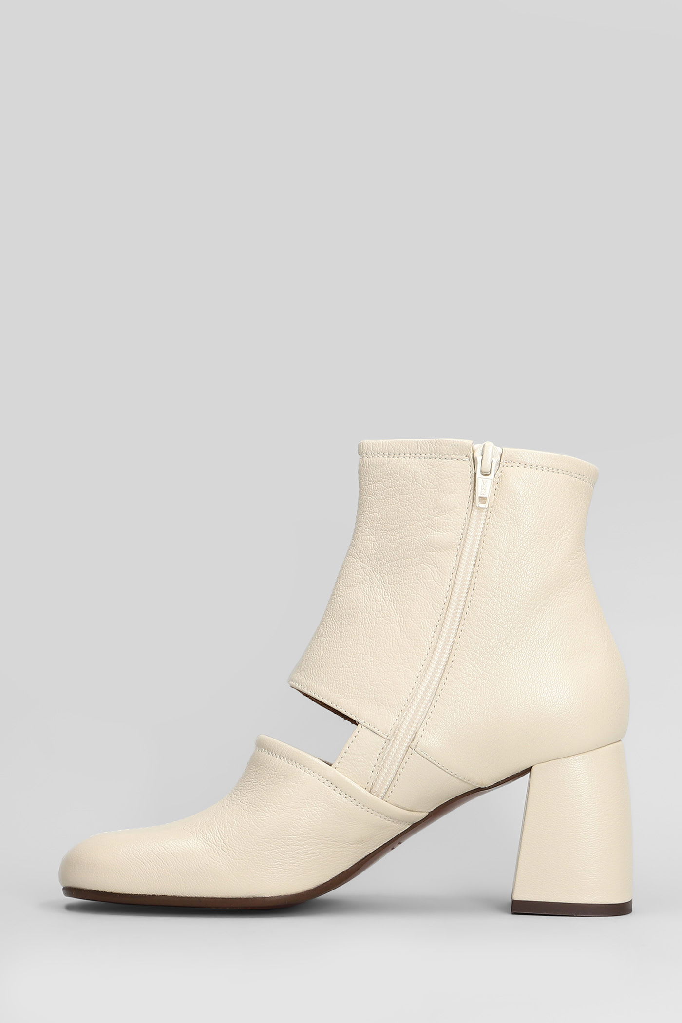 Chie Mihara Sonli High Heels Ankle Boots In Beige Leather In Multi
